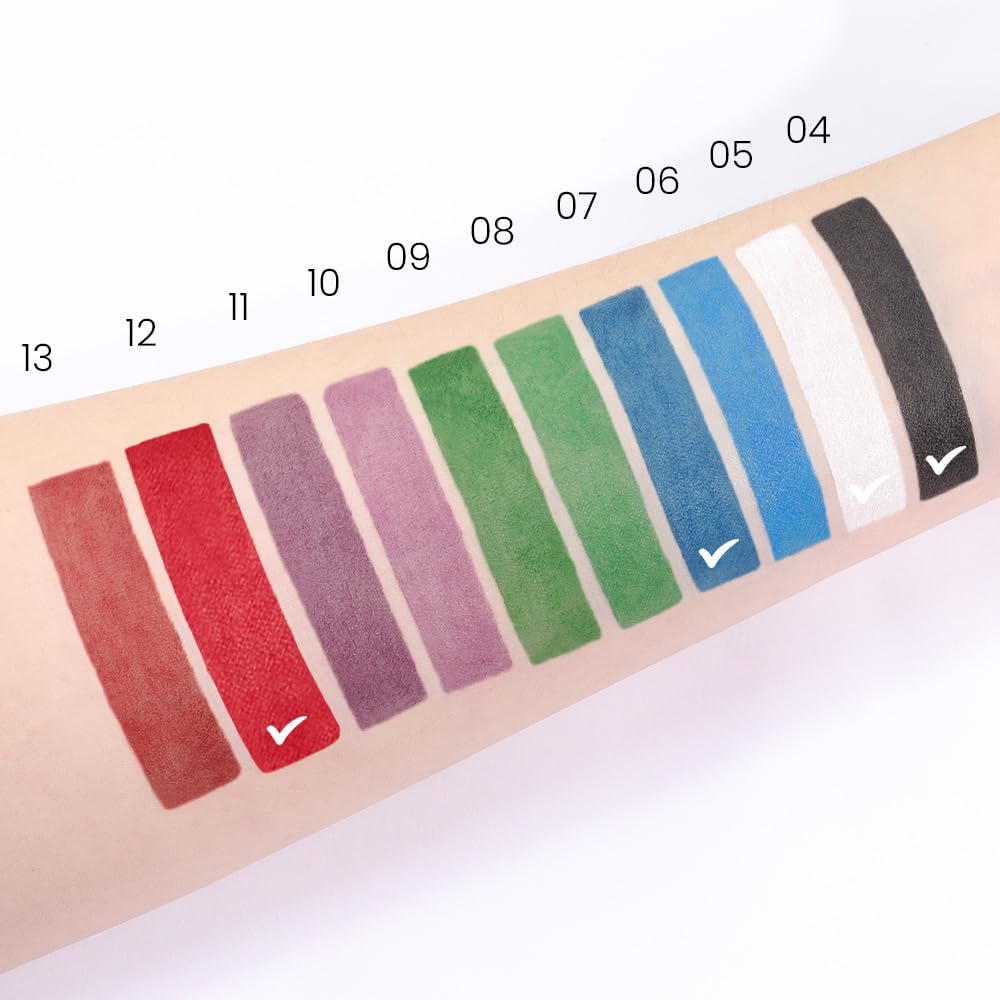 Kaely 4Pcs Black White Dark Blue Red Gel Eyeliner Pencil,Waterproof Smudge Proof Eye Liner,Clown Goth Halloween Makeup,Eye Black Face Paint Lipstick Crayon,Color Colorful Eyeliner Eyeshadow Stick