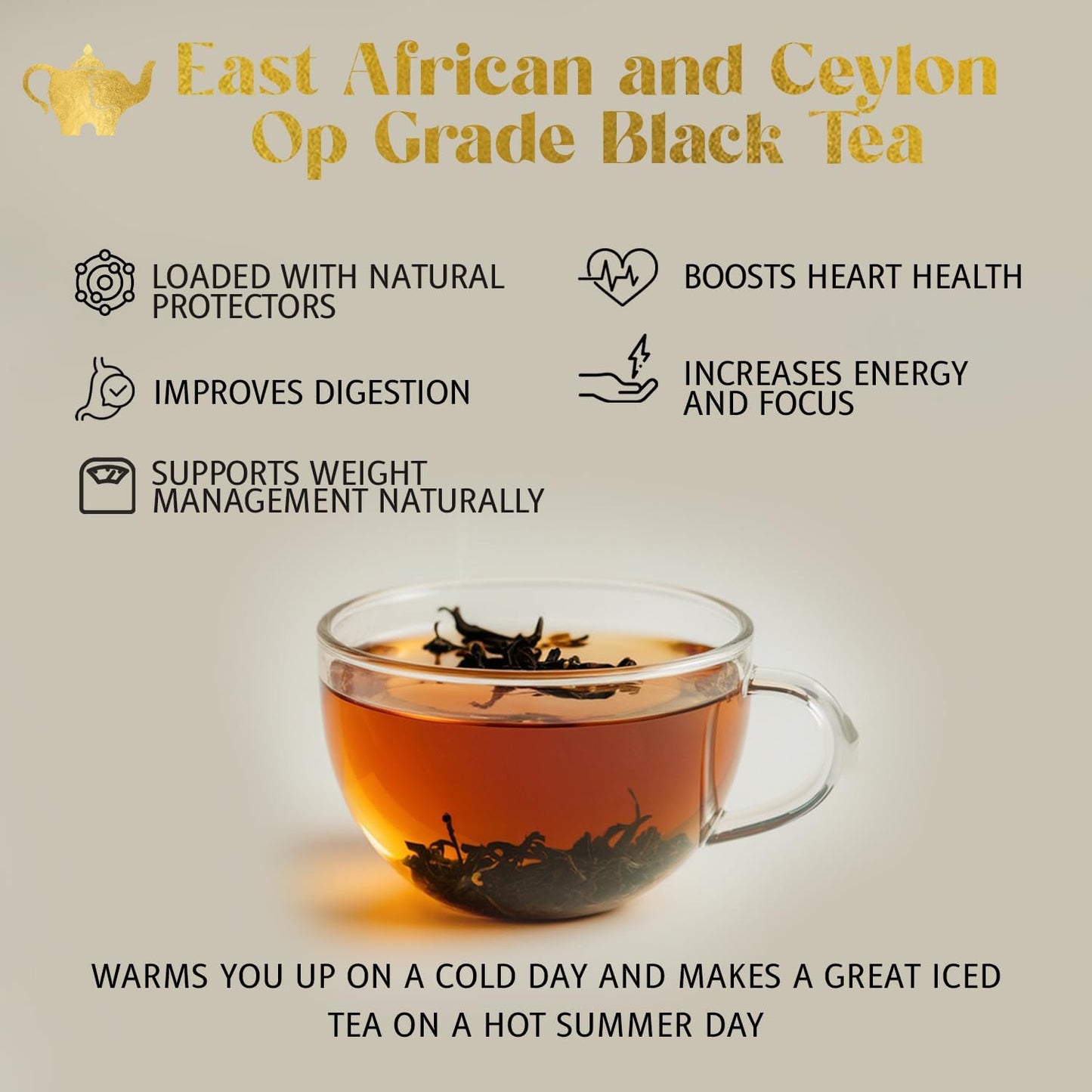 Cream Irish Breakfast Tea, Loose Leaf Black Tea – Irish Classic with Caramel & Strong Assam – Robust, Full-Bodied – Drink Hot or Iced – 4 oz Resealable Bag (Makes 50 Cups) – The Elegant Elephant