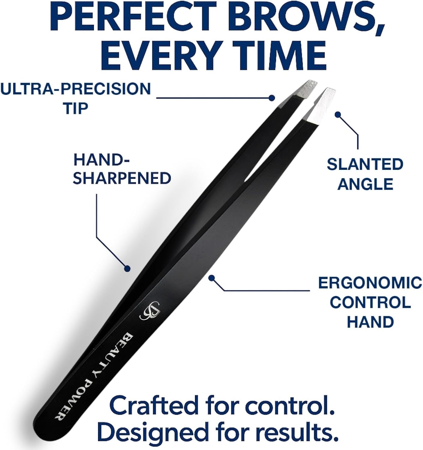 Ultra-Precision Professional Slant Tweezers for Women Facial Hair - German Stainless Steel, Lightweight Black Tweezers for Women & Men, Ideal for Eyebrow & Facial Grooming (Matte Black)