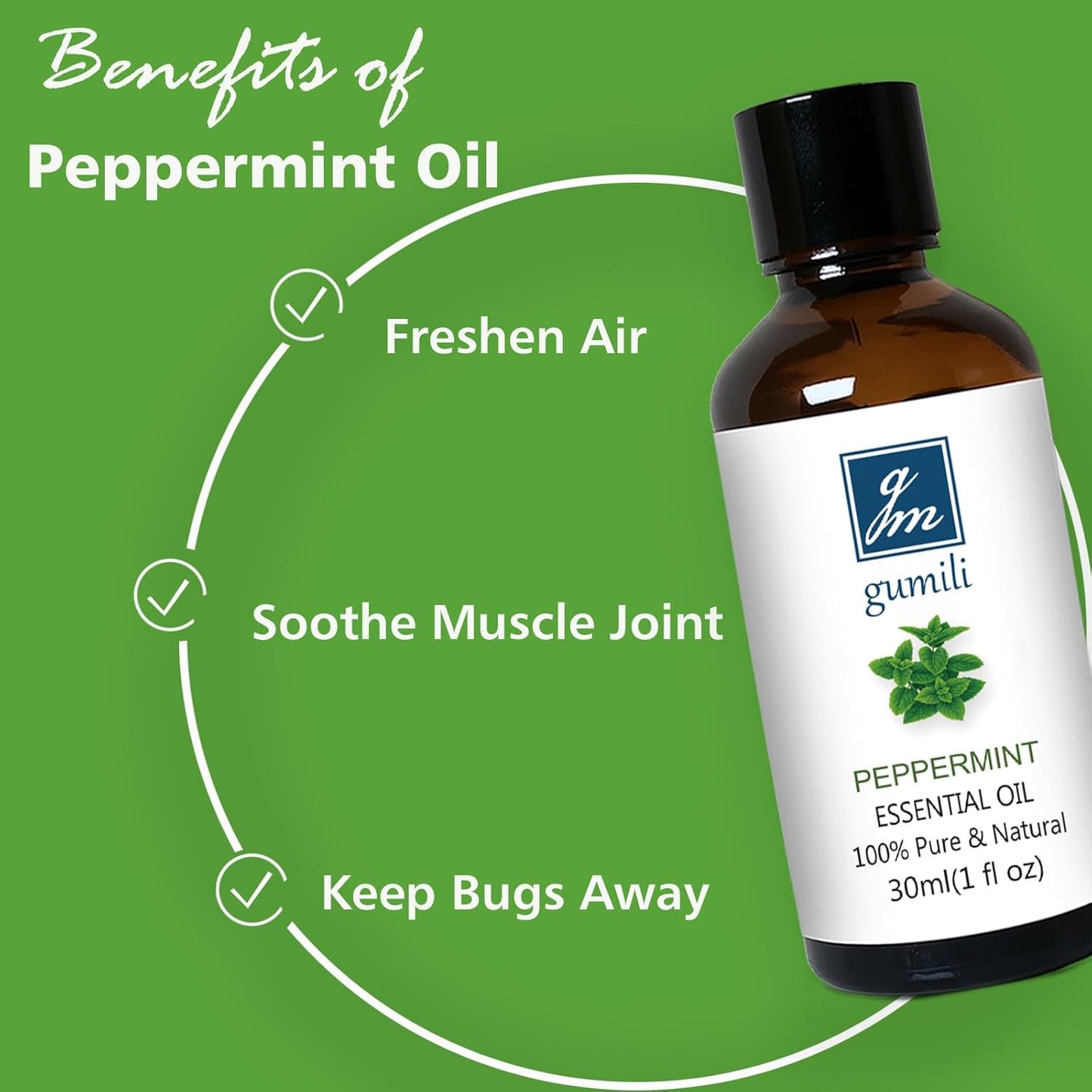 Peppermint Oil for Diffuser, Hair, Spray, Soap, Body Wash, 100% Pure Peppermint Essential Oil - 30ml