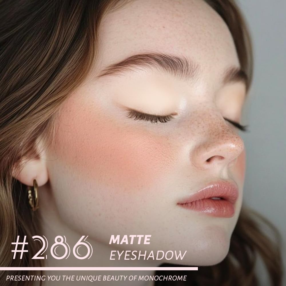 Monochrome Matte Eye Shadow Palette,Nude Beige Neutral Nude Matte Pressed Powder Single Eyeshadow,Natural Long Lasting Naturing-Looking Eyeshadow,Talc,Paraben Vegan & Cruelty Free