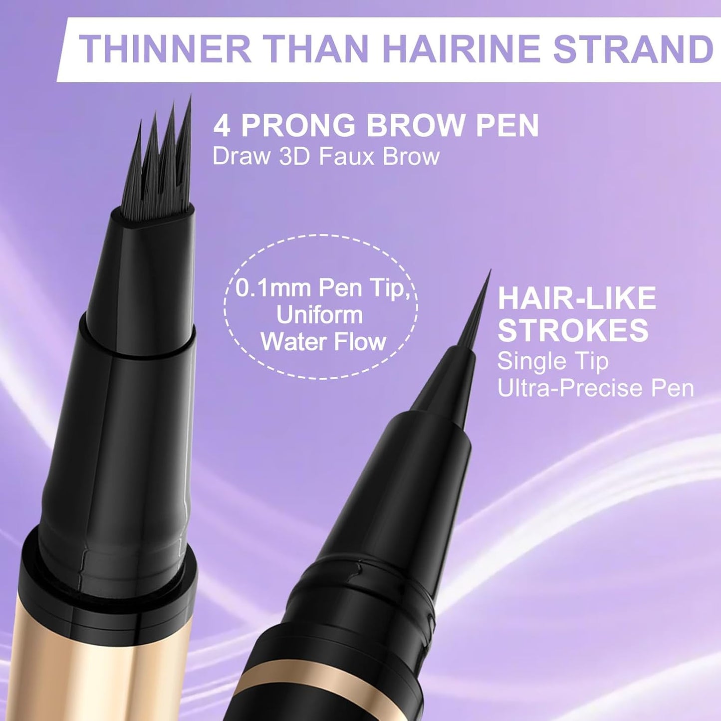 Eyebrow Pen Kit, with Microblading Eyebrow Pen, Eyebrow Gel, Eyeliner, Eyebrow Brush, Eyebrow Pencils for Women, Waterproof, Smudge Proof, Long Lasting Makeup Formula - Black Brown