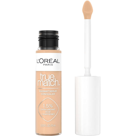 L’Oréal Paris True Match Radiant Serum Concealer, Brightening Under Eye Concealer Make Up with 1.5% Hyaluronic Acid and Caffeine, C4, 0.33 Oz