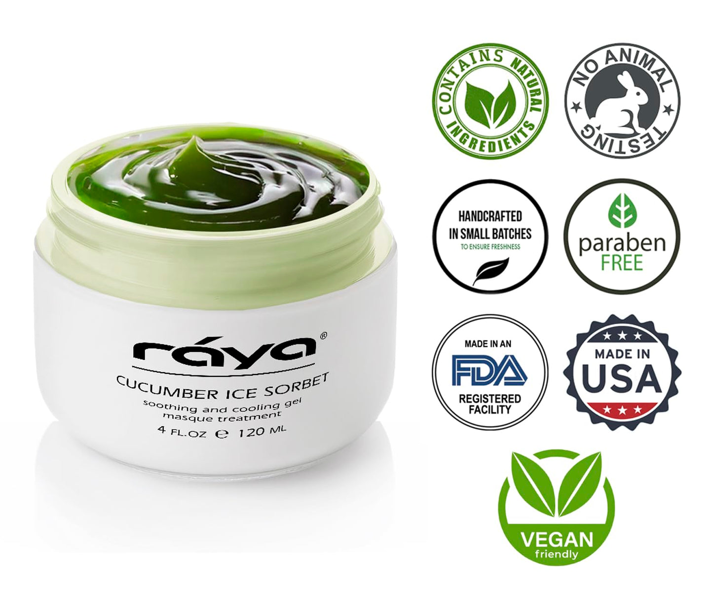 Raya Cucumber Ice Sorbet Masque (608) | Cooling Facial Gel Mask & Soothing Cucumber Extract, for Hydrating, Calming, Revitalizing & Refreshing All Skin Types, Great for Post-Sun Treatment - 120 ml
