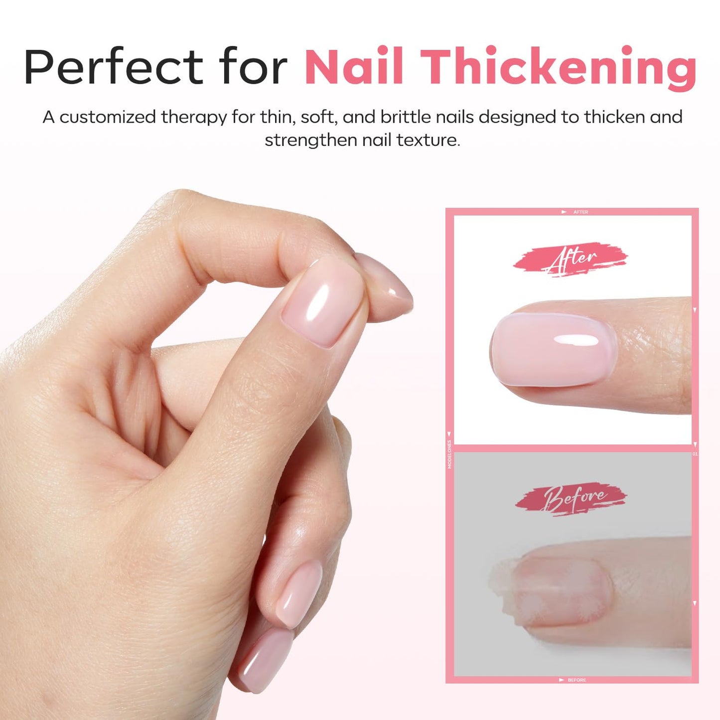 modelones Builder Gel for Nails, Jelly Pink 6 in One Nude Rubber Base Coat Strengthen Apex Building Extension Long Last Protect Soak Off Color Base Gel Manicure for Fragile Nails Art DIY Home Top Coat