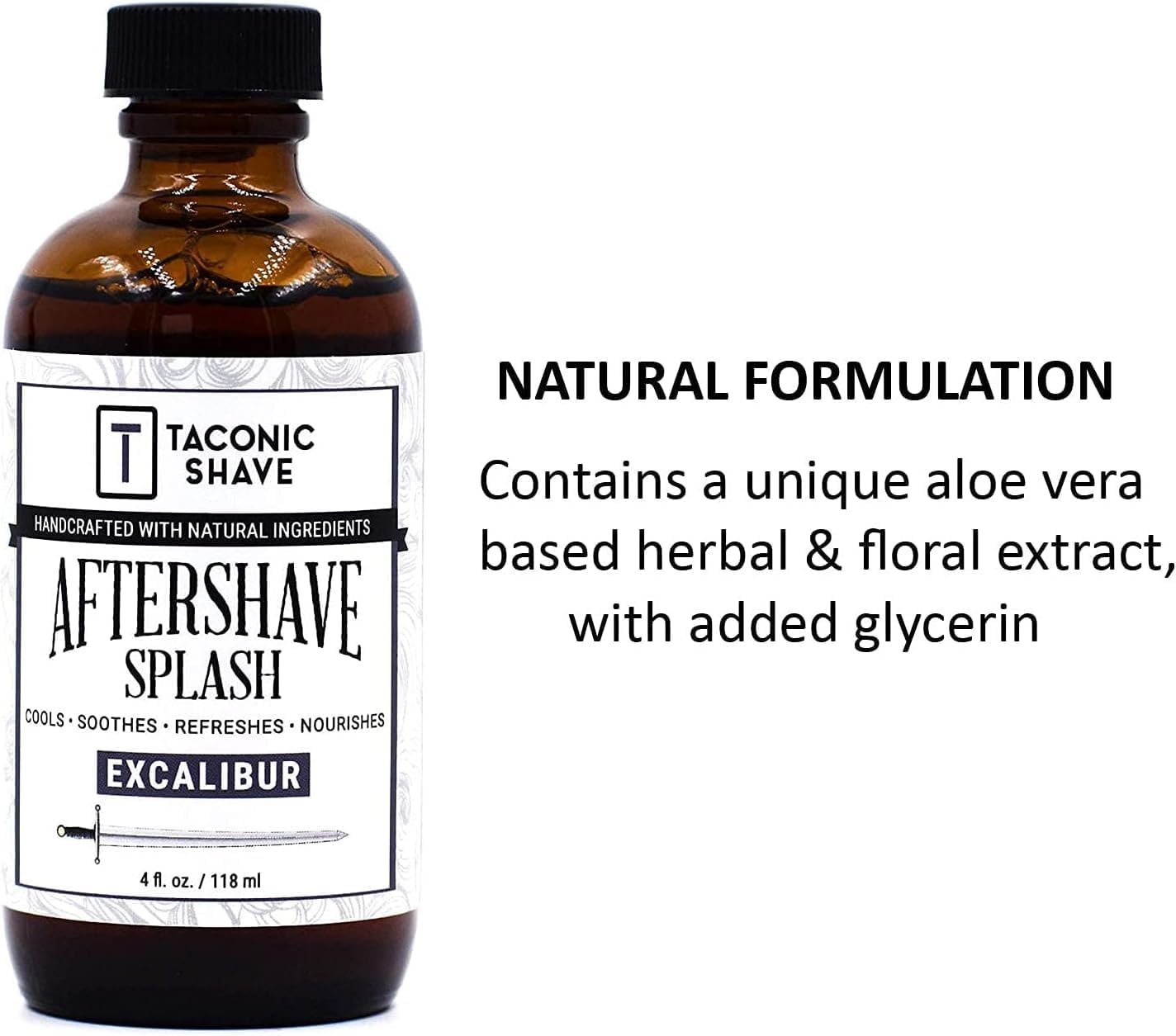 Taconic Shave Excalibur Aftershave Splash – Clean, Sophisticated Scent with Notes of Leather, Tobacco & Citrus – Alcohol-Free Men’s After Shave – 4 oz USA Made