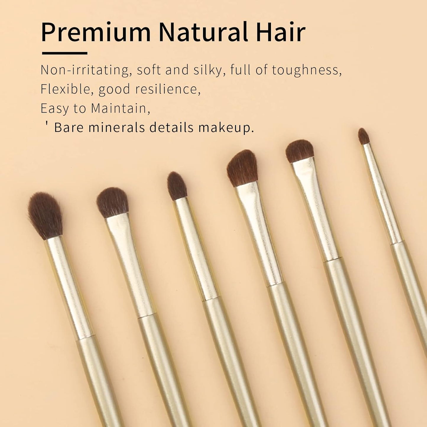Natural Goat Hair Eye Shadow Brush Set, Pony Hair Eyeshadow Brushes Set, Small Nose Contour Brush, Angled Eyeshadow Brush, Eyeshadow Blending Brush, Eye Makeup Brushes Set Professional - E200