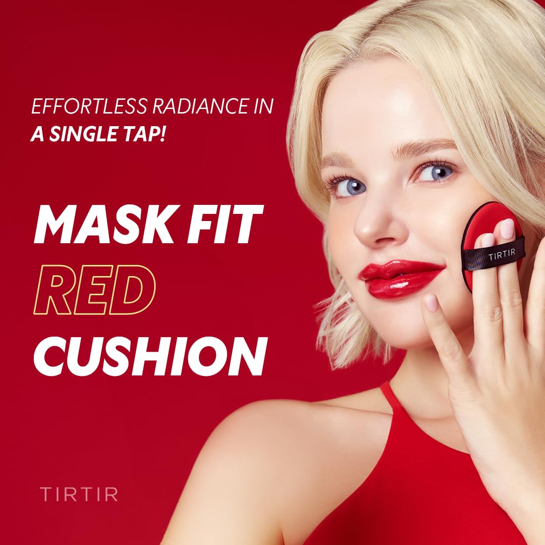 [*Mini Size*] TIRTIR Mask Fit Red Cushion Foundation | Full coverage, Weightless, Skin fit, Satin Glow Finish, Korean Makeup BB Foundation, beauty, Tattoo cover up, Buildable (#51N Fudge, 0.15 Fl Oz)
