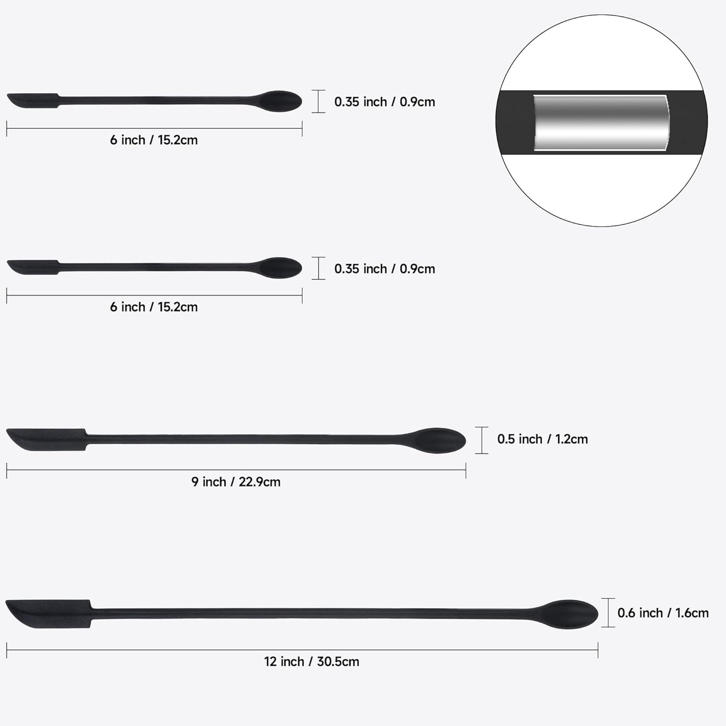 Mini Spatula Silicone Spatula Set - 4pcs Small Makeup Scrapers for Cosmetics, Reusable Beauty Tiny Tools, Thin Jar Scraper, Get the Last of the Makeup Out of the Bottle(Black)