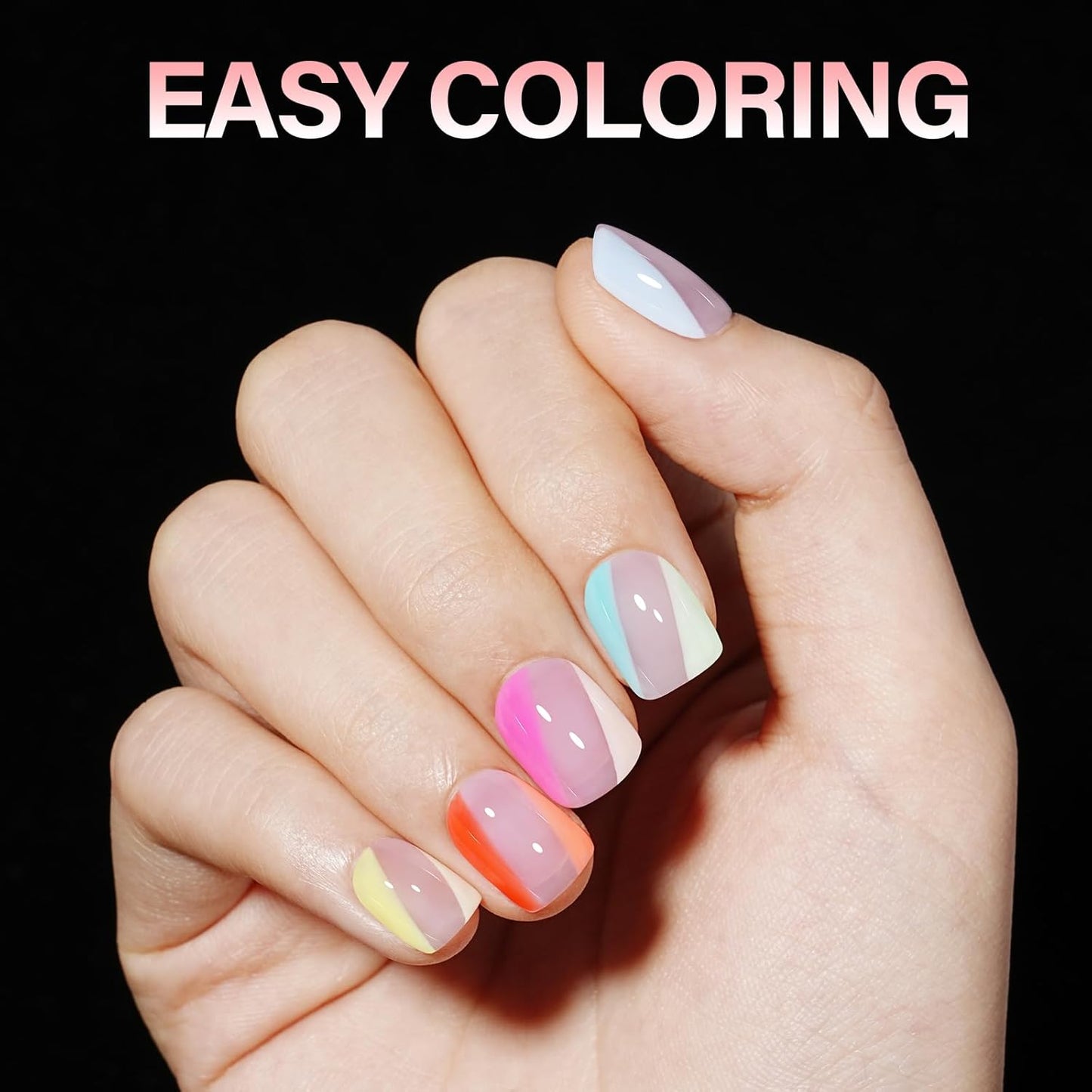 AILLSA Extra Short Square Nail Tips Full Cover Half Matte Nail Tips Clear Gelly Pre-Shaped Nails Tip Press On False Tip Extension for Home DIY Manicure Salon 216PCS 12 Sizes