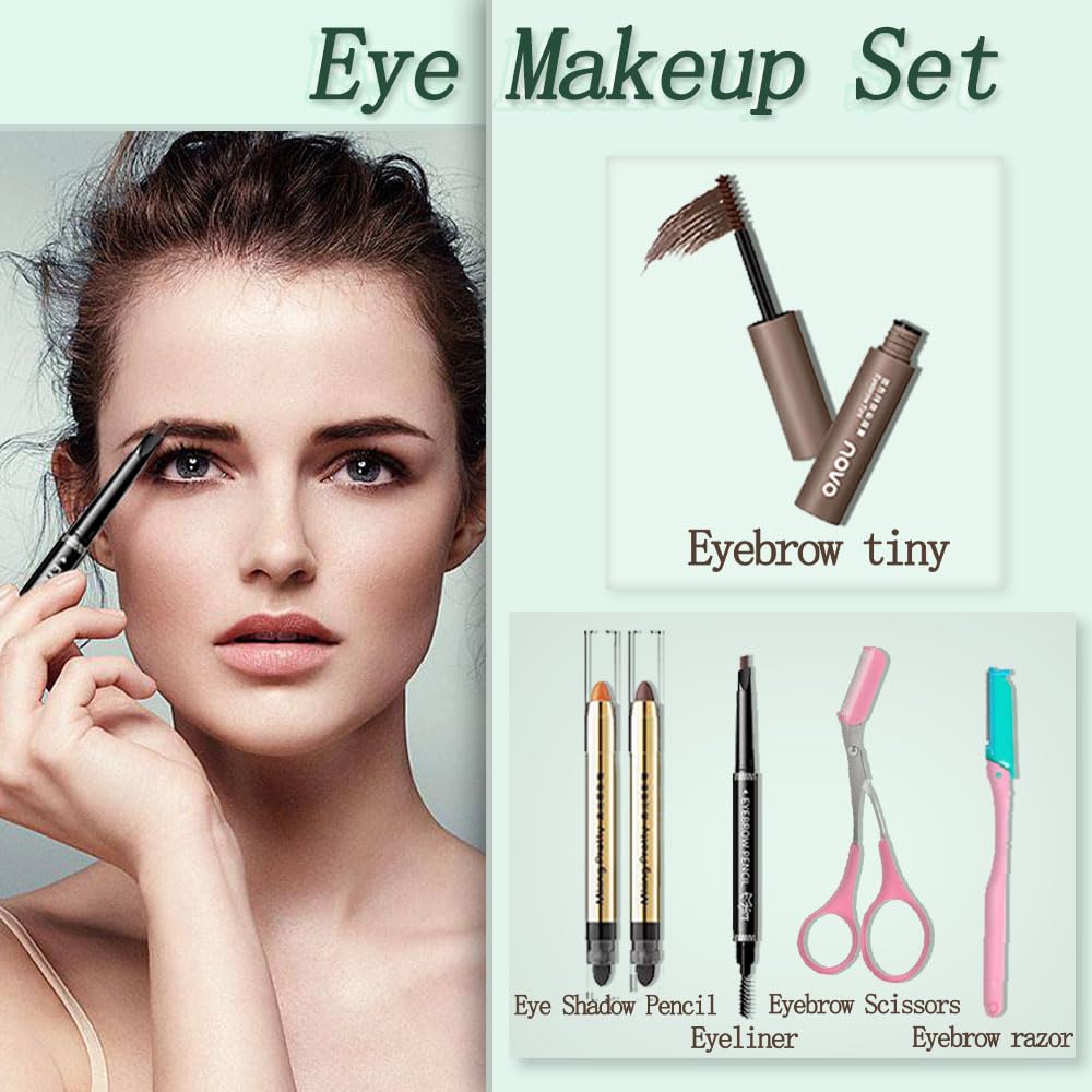 All-In-One And Portable Beginner Makeup Kit, Including Mascara, Eyeshadow Pencil, Eyeshadow Palette, Beauty Brush Set, Eyebrow Shaping Set And Other Props