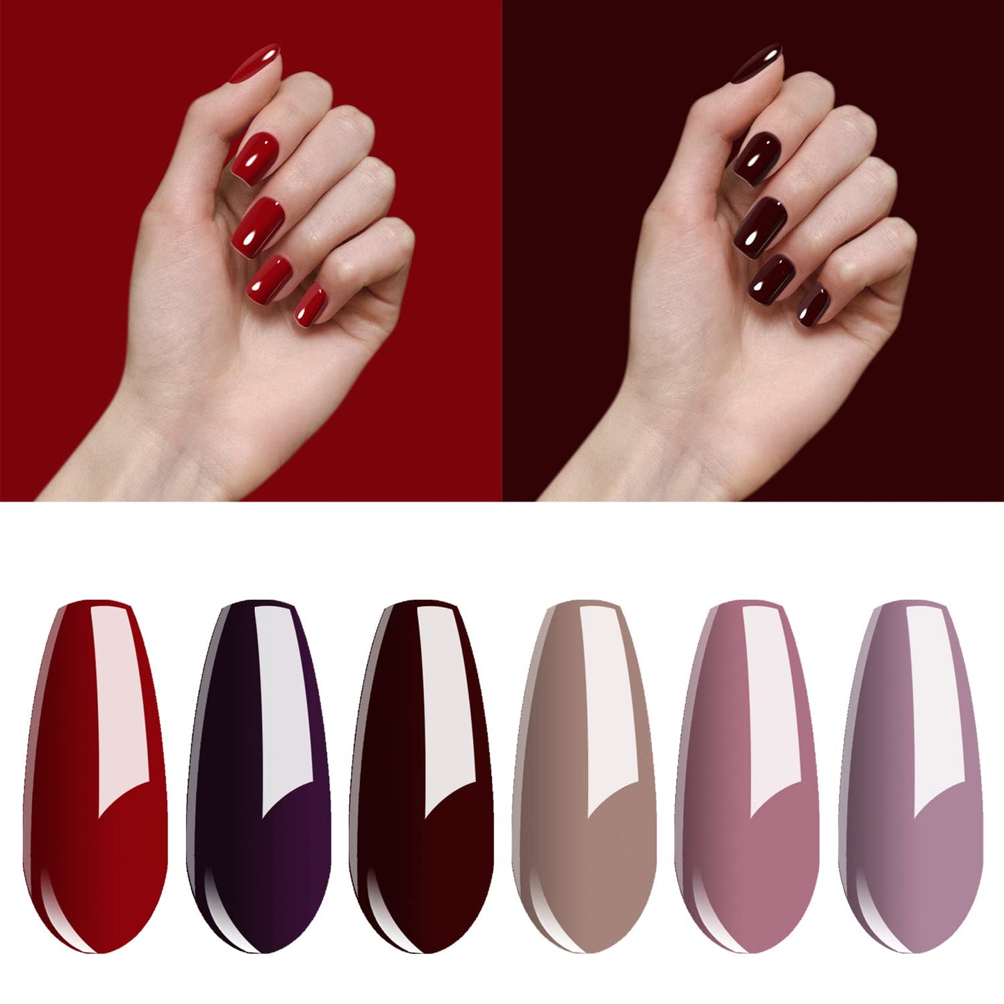 Gel Nail Polish Starter Kit - Vishine 6 Corals Colors Gel Polish Set Base Top Coat, 36W LED Nail Dryer Lamp with Full DIY Gel Manicure Nail Tools 8ml #C022