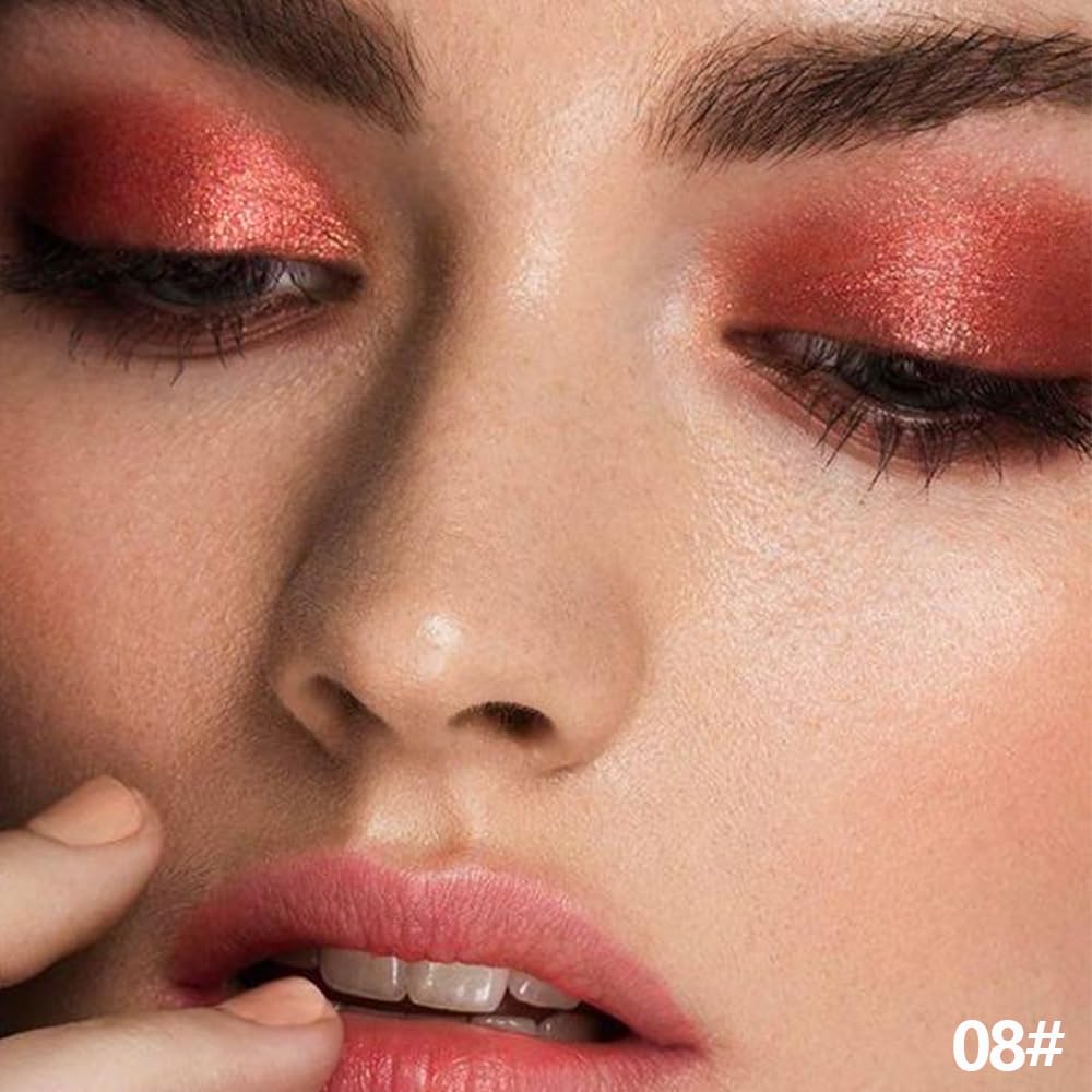 Red Metallic Shimmer Cream Eye Shadow Stick Makeup for Women, Red Metallic Shimmer Matte Eye Shadow Brightener Stick for Eyes, Waterproof Eyeshadow Pencil Applicator Blendable for Eye Highlight 08