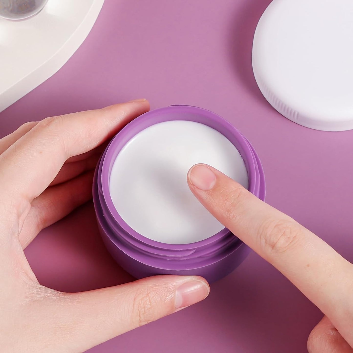 Travel Containers for Toiletries, Silicone Cream Jars BPA Free, TSA Approved 2oz Travel Size Containers, Leak-proof Travel Essentials with Lid for Cosmetic Face Hand Body Cream (4 Pack)