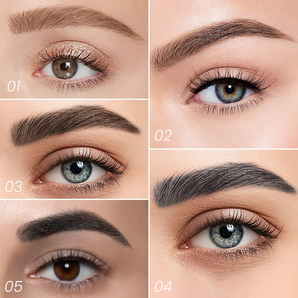 Kaely 2Pcs Eyebrow Pencils for Women, 4 Tip Magical Precise Waterproof Brow Pen, Microblading Eyebrow Contouring Pen, lapiz de cejas 3d Eye Brow Gel, 24h Smudge Proof, 01 Light Brown