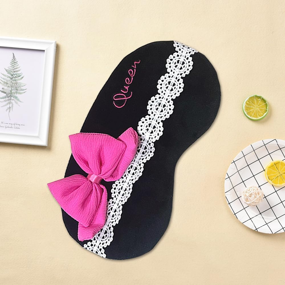 PERFECTSIGHT Bow Sleep Eye Masks, Cute Plush Sleep Eye Cover Lightweight Adjustable Eyeshade Faux Fur Mask Cover for Women Men Sleep Travel Nap