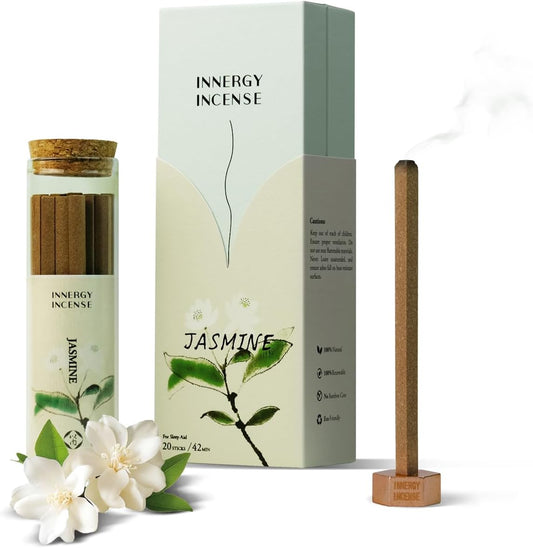 Uplift & Relax - Innergy Jasmine Incense Sticks, Natural Floral Essence Luxury Bath Incense