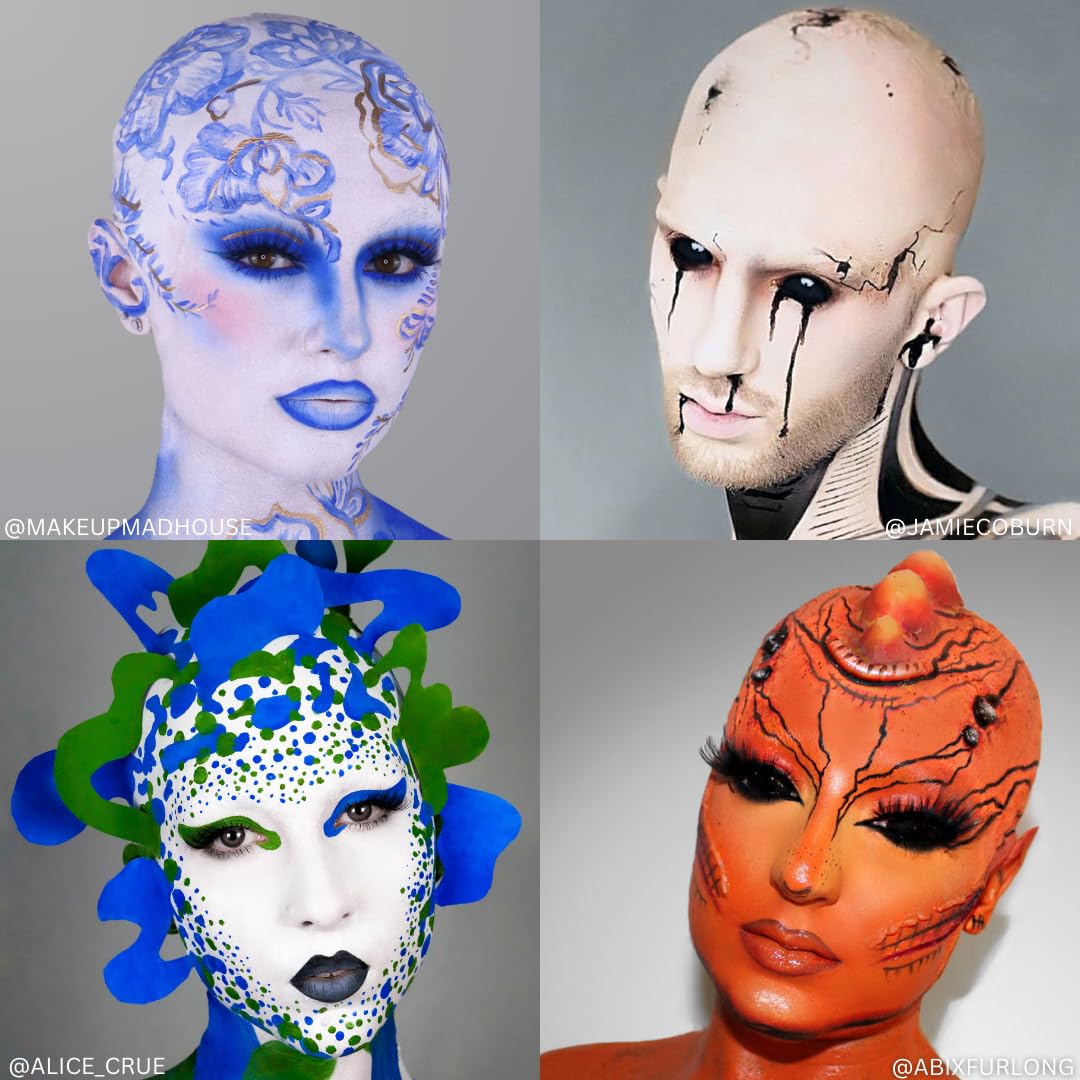 Mehron Makeup Premium Character Kits| Makeup Kits for Halloween & Cosplay| Made in the USA | Complete Makeup Kit | Includes all Makeup, Tools, & Instructions on How to Create the Look | (Bald Cap)