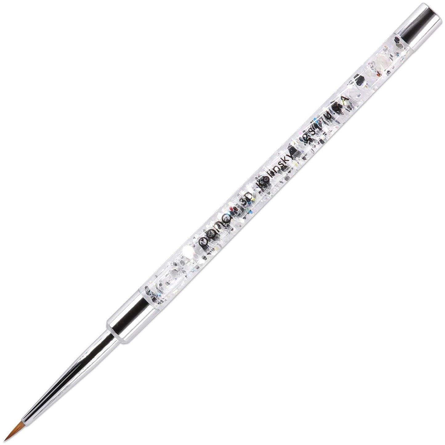 PANA 3D Kolinsky Nail Art Brush - Silver Glitter Handle, Size 2 - Acrylic Nail Art Sculpture Brush for Manicures Pedicure Salon Professional or Beginner