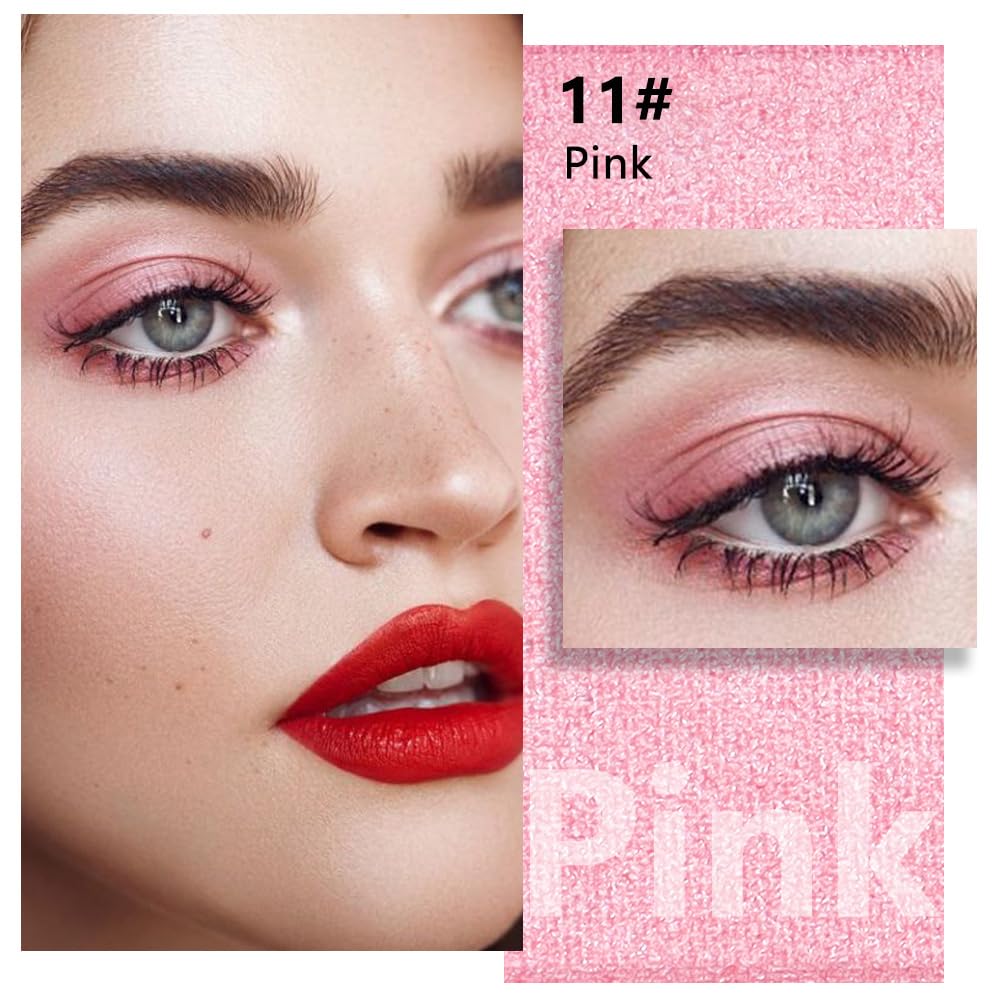 Kaely Pressed Single Eyeshadow Makeup, Pink Shimmer Highly Pigmented Monochrome Eye Shadow Palette, Waterproof Neutral Powder Mini Eyeshadow, sombras para ojos, Lightweight Blendable, 11