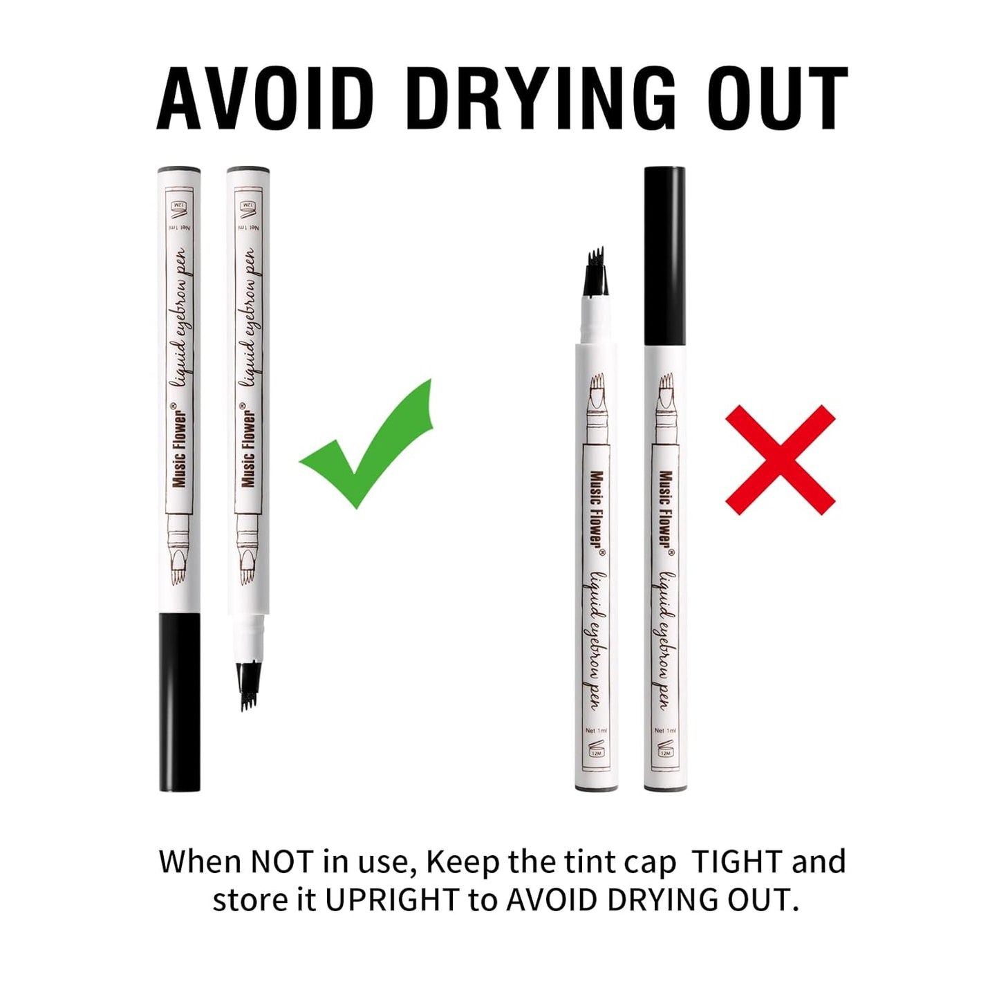 Music Flower Eyebrow Pencil, Liquid Eyebrow pen, Smudgeproof Long Lasting Fine Sketch Brow Pen with Micro-Fork Tip,Waterproof Microblading Pen-Black