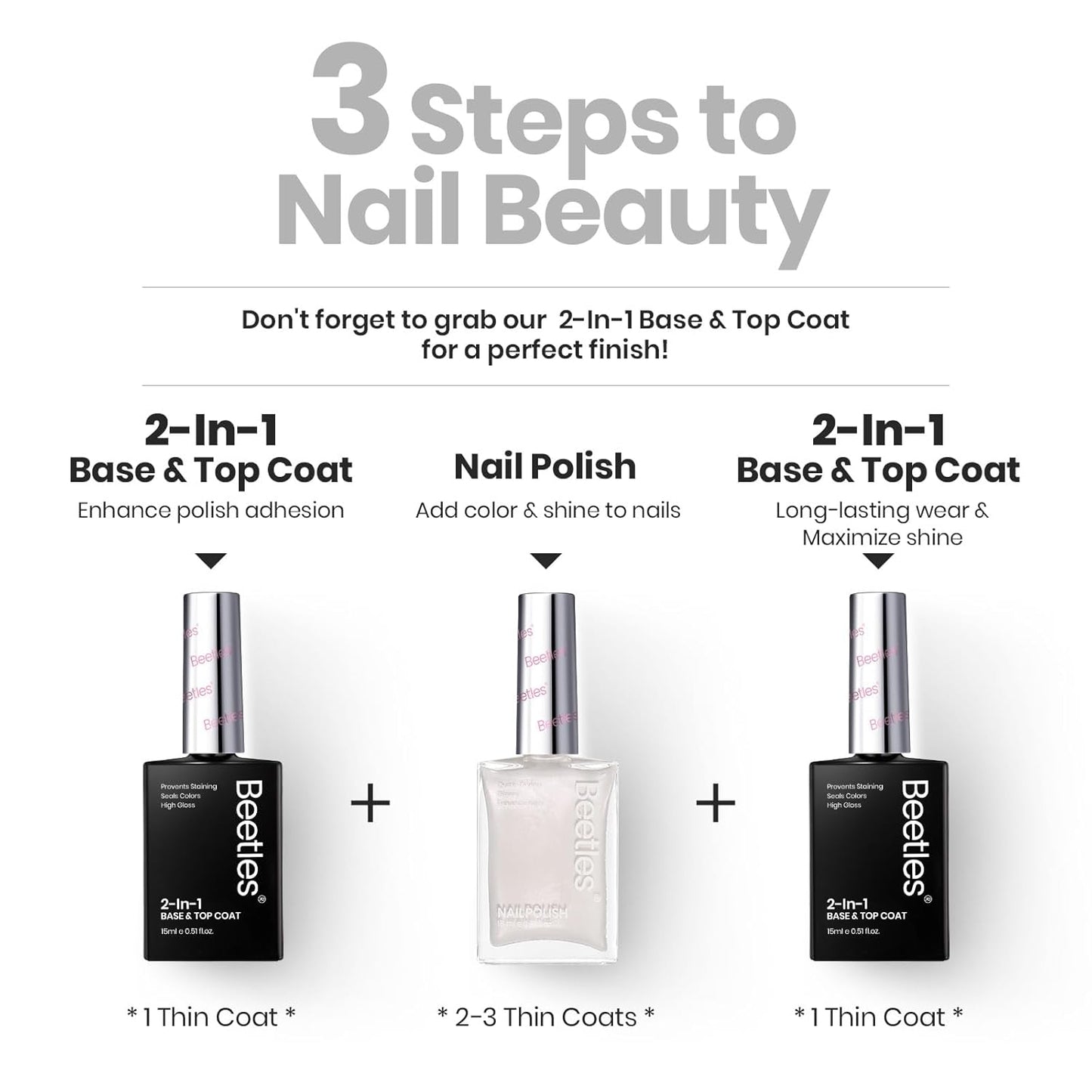 Beetles Pearl Nail Polish - Natural Nail Polish Illuminating Nail Concealer Fast Dry Quick Nail Strengthener and Growth Treatment for Thin and Damaged Nails,0.51 FL OZ