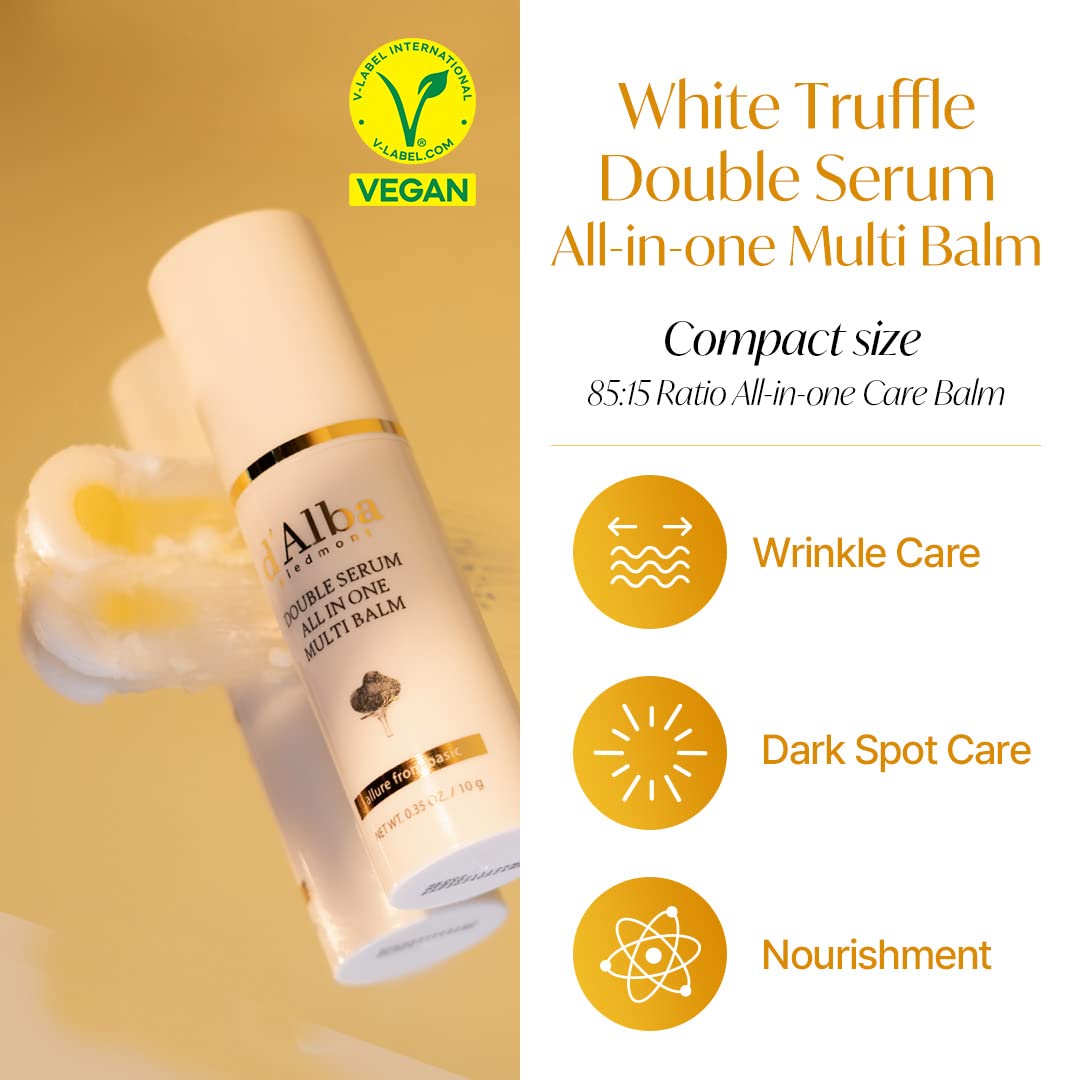 d'Alba White Truffle Vegan Holiday Gift Set, First Aromatic Spray Serum & All In One Multi Balm, Suitable for All Skin Types, Korean Skin Care