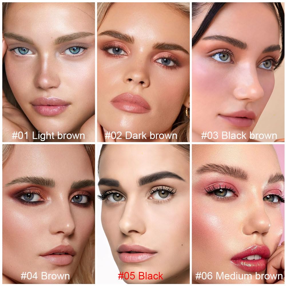 evpct 2Pcs Black Magic Microblading Dual-Ended Eyebrow Contouring Pen Brow Pencil, with 4 Brush Micro-Fork-Tips Applicator and Precise Brush-Tip, Hair Like Strokes, with Dual-ended Eyebrow Brush