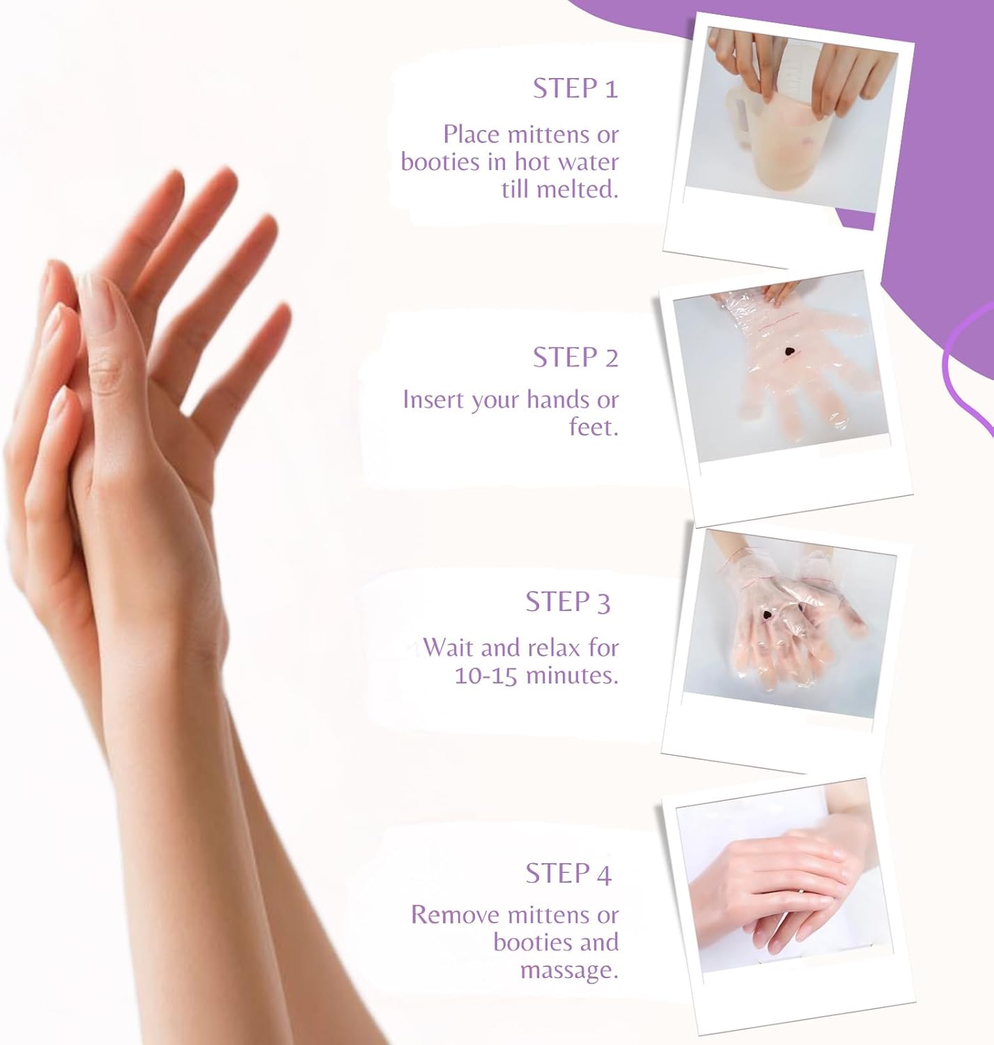 10-Minute Paraffin Hand Treatment, Home Hand Wax Spa Treatment Gloves, Rose, One-Pair