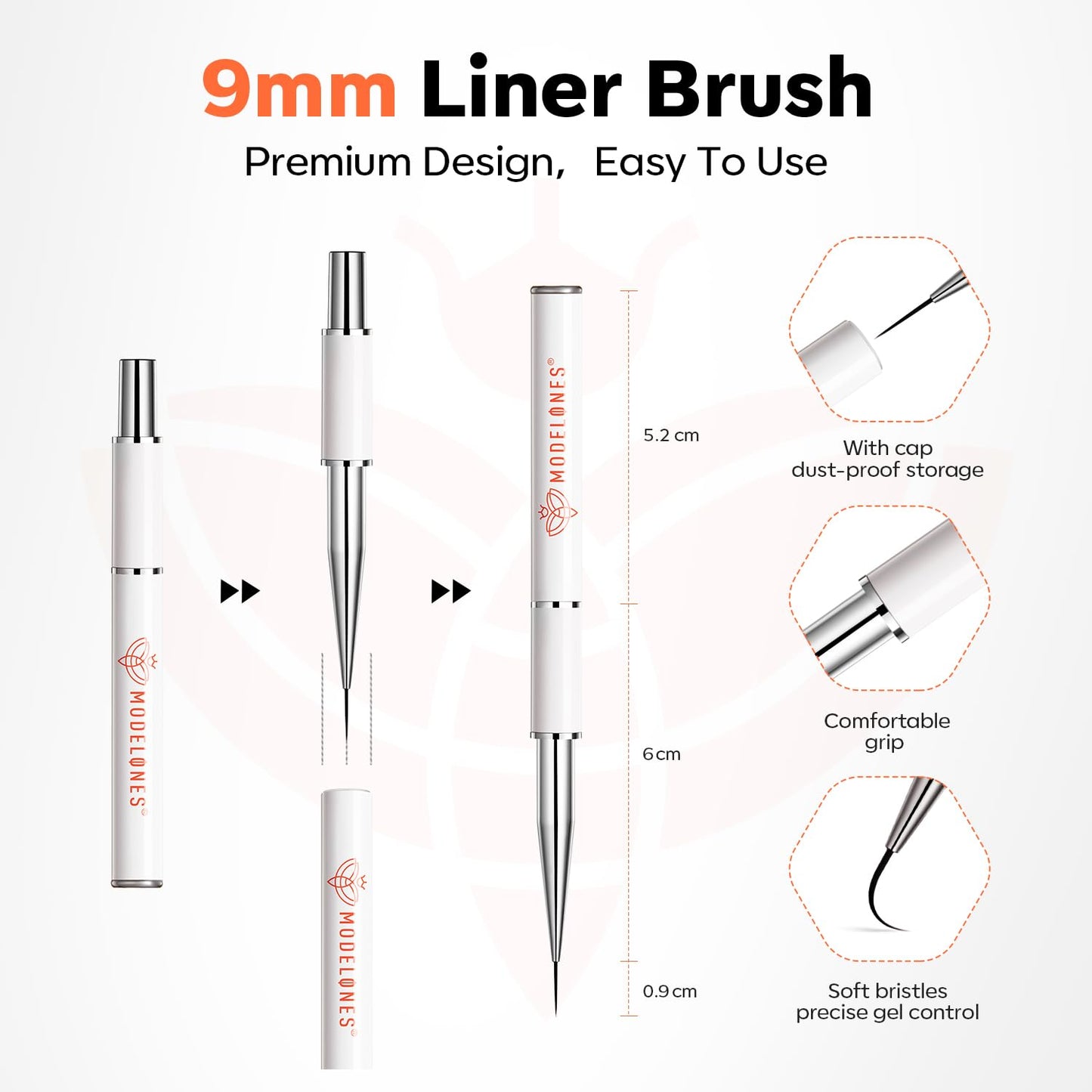 modelones Builder Nail Gel, 7-in-One Clear Builder Nail Polish with Detachable Liner Brush, 15ml LED Lamp Cured Rubber Base Gel Polish Strengthener Color Base Coat Thickening Solution