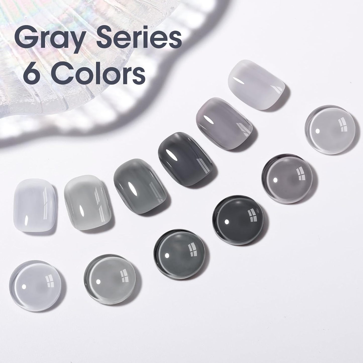 GELLEN Gray Nail Polish Set, Fall Winter Trendy Grey Regular Nail Polish Quick Air Dry 6 Dark Light Colors for Women Gifts DIY Fingernail Toe Nails Home Salon, Not Gel, Hema Free, Non-toxic, No Chip