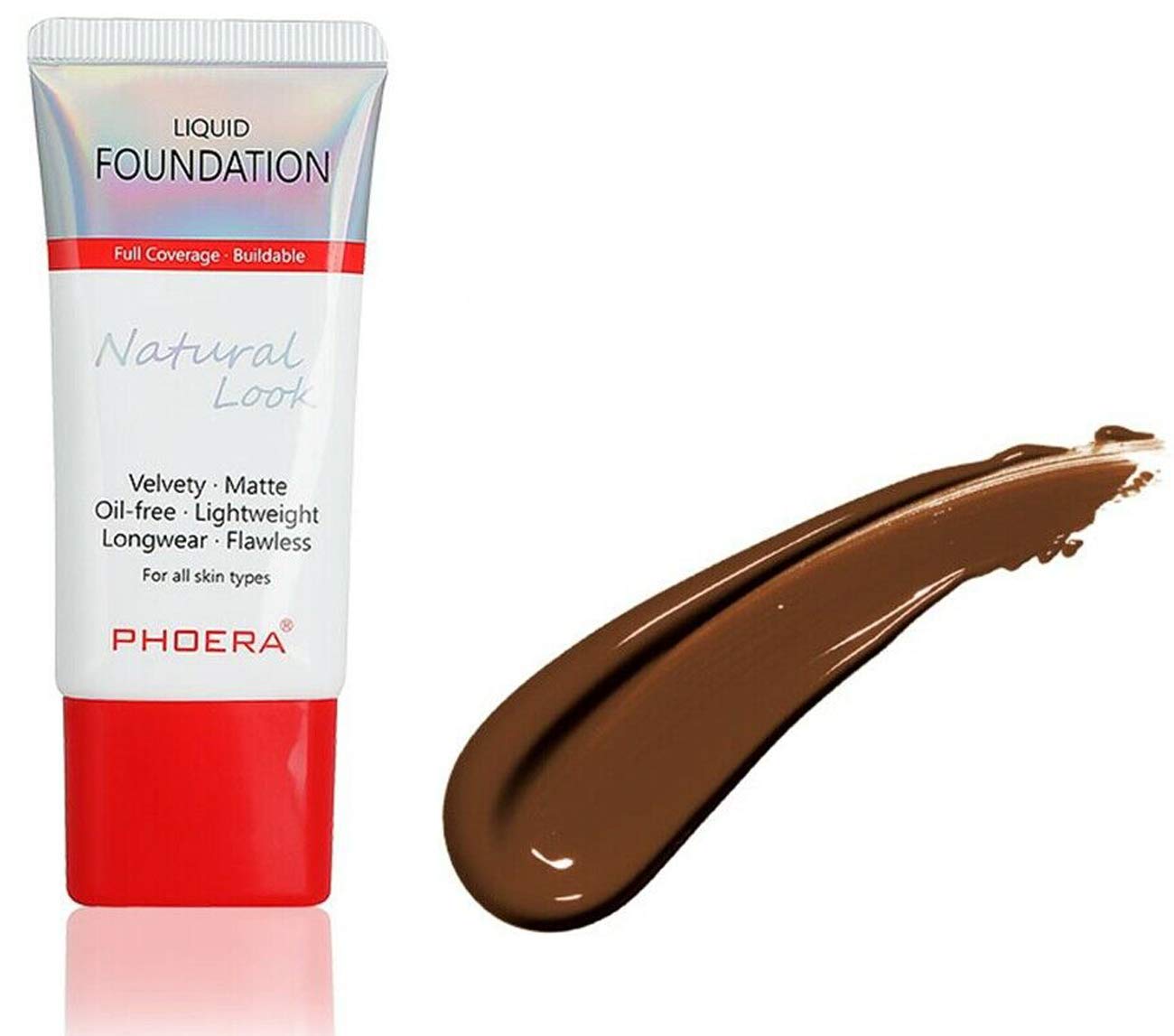 AQUAPURITY PHOERA Full Coverage Foundation New Formula Waterproof Long Lasting Oil Free Velvet Matte Liquid Foundation for Oily Skin Flawless Makeup Base Cream Concealer (109 Mocha)