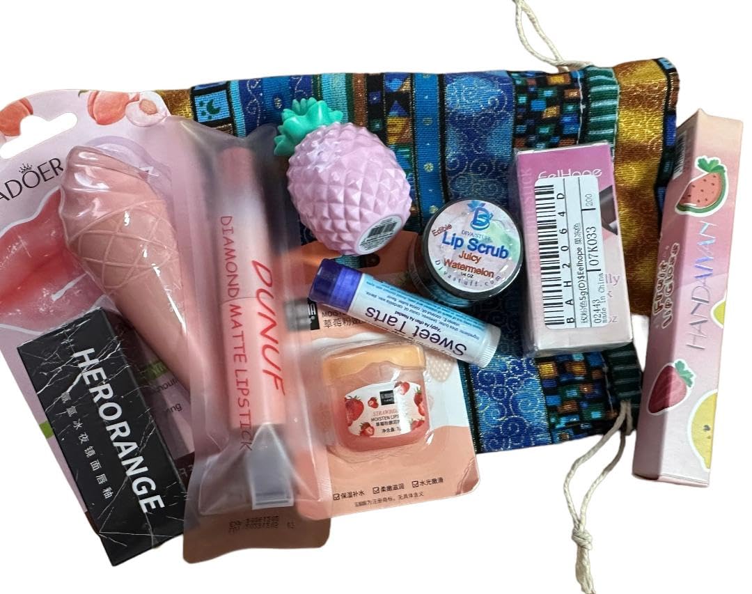 Lip Prodiuct Gift Sack With An Unique Assortment of Lip Products, 10 Total and Maybe Some Extras, By Diva Stuff