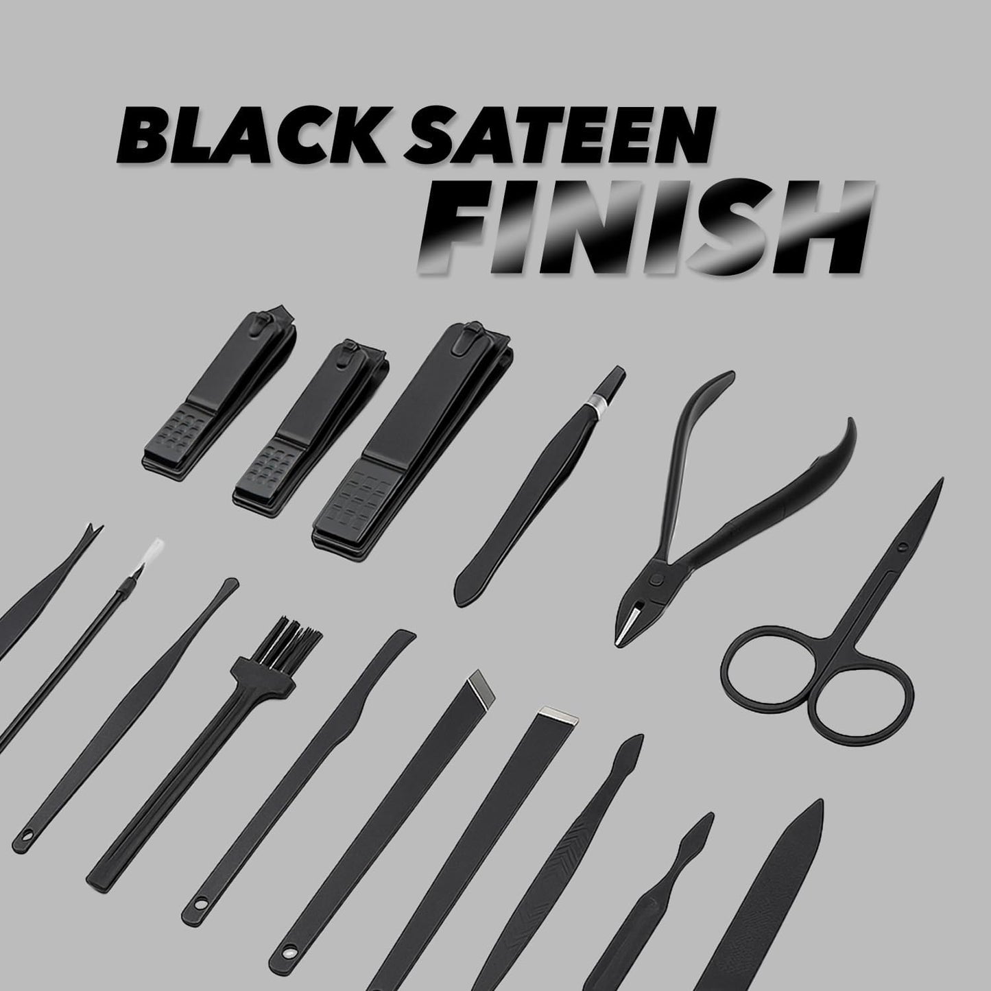 Earth & I 16 pc + Leatherette Case Nail Manicure Kit, Nail Trimmers, Toe Clippers, Toenail Nails Cutter, Mens Care, Mens Travel Toiletries, Manicure and Pedicure Kit for Women & Man