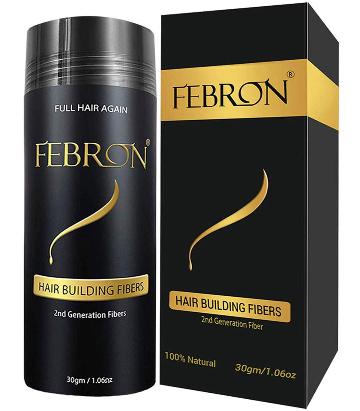 FEBRON Hair Fibers For Thinning Hair LIGHT BROWN Giant 30G For Women & Men Hair Loss Concealer Hair Powder Volumizing Based 100% Undetectable & Natural - Bald Spots Filler
