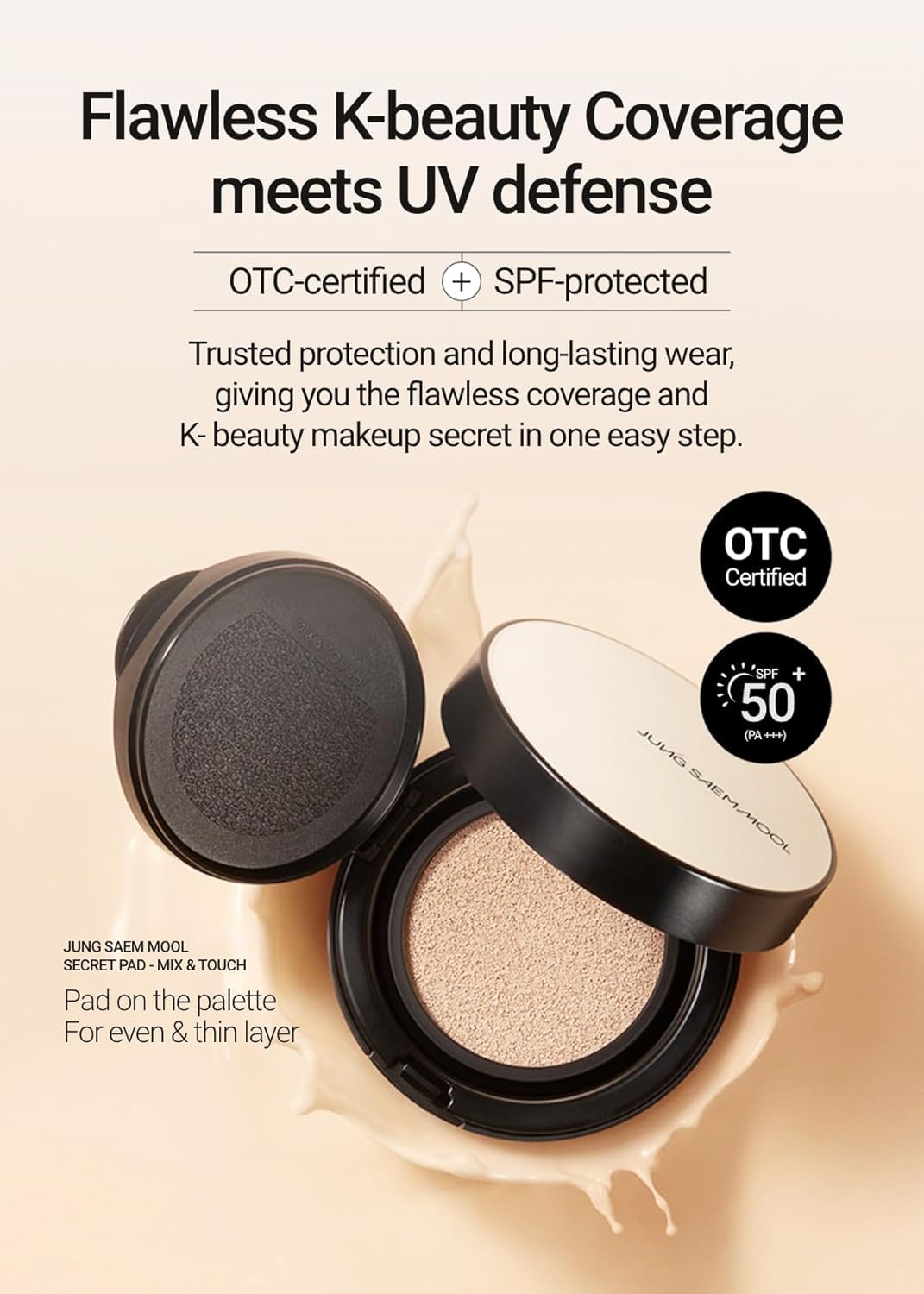 [JUNGSAEMMOOL OFFICIAL] Essential Skin Nuder Cushion (06 Pink Light) | Refill Not Included | Natural Finish | SPF50 Broad Spectrum | Makeup Artist Brand | Cream Foundation