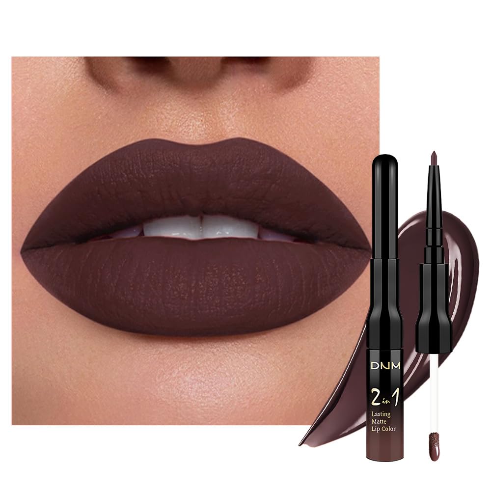 evpct 1Pcs Dark Deep Brown Chocolate Matte Lip Liner and Liquid Lipstick Stain Makeup Set for women, Long Lasting Smudge Proof Lipstick labiales matte mate larga duracion listip 24 hours originales,04