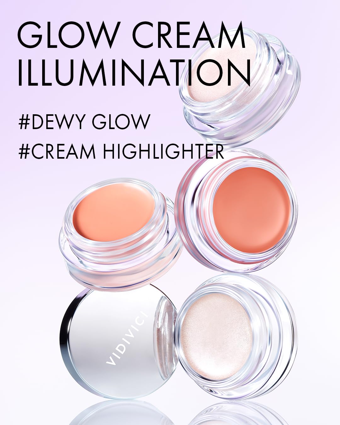 VIDIVICI Millennial Glow Cream Illumination - Creamy Light Face Luminizer Highlighter for Dewy, Glow Makeup - Ultra Fine and Light Reflecting Particles, 0.21oz.