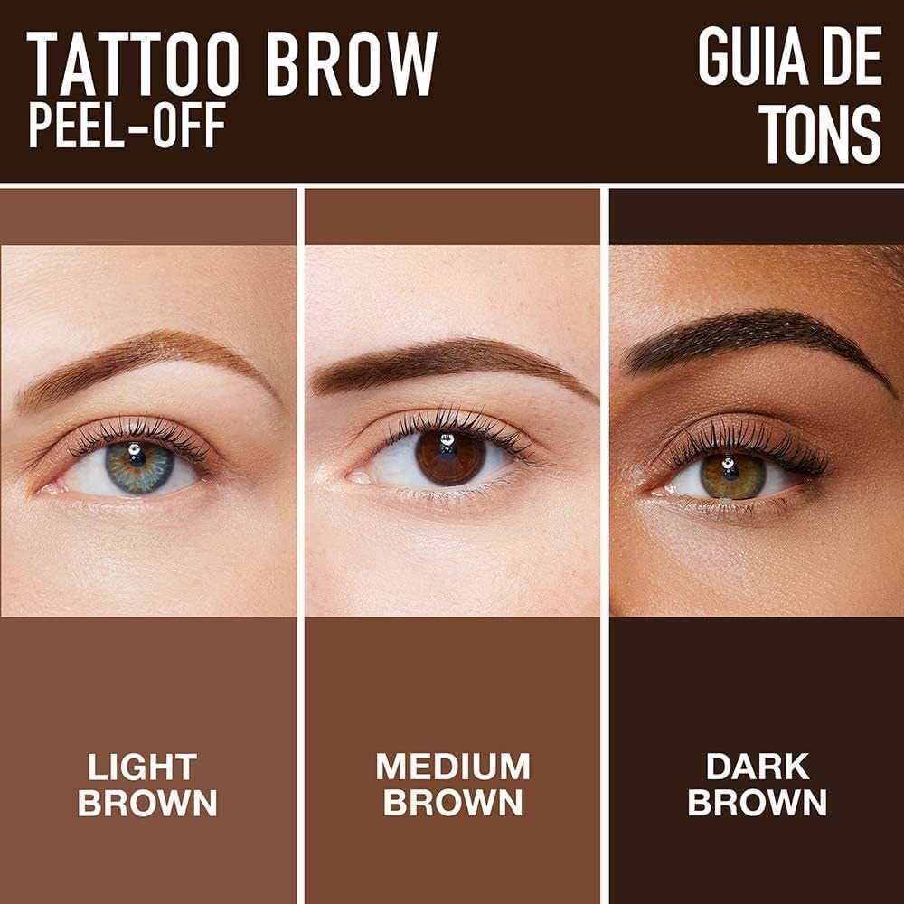 Tattoo Eyebrow Gel Easy Peel Off, Peel Off Eyebrow Tint, Easy Peel off Eyebrow Gel, Peel Off Eyebrow Tint, Waterproof & Sweatproof for All Skin Types (#1 Light Brown +#3 Dark Brown)