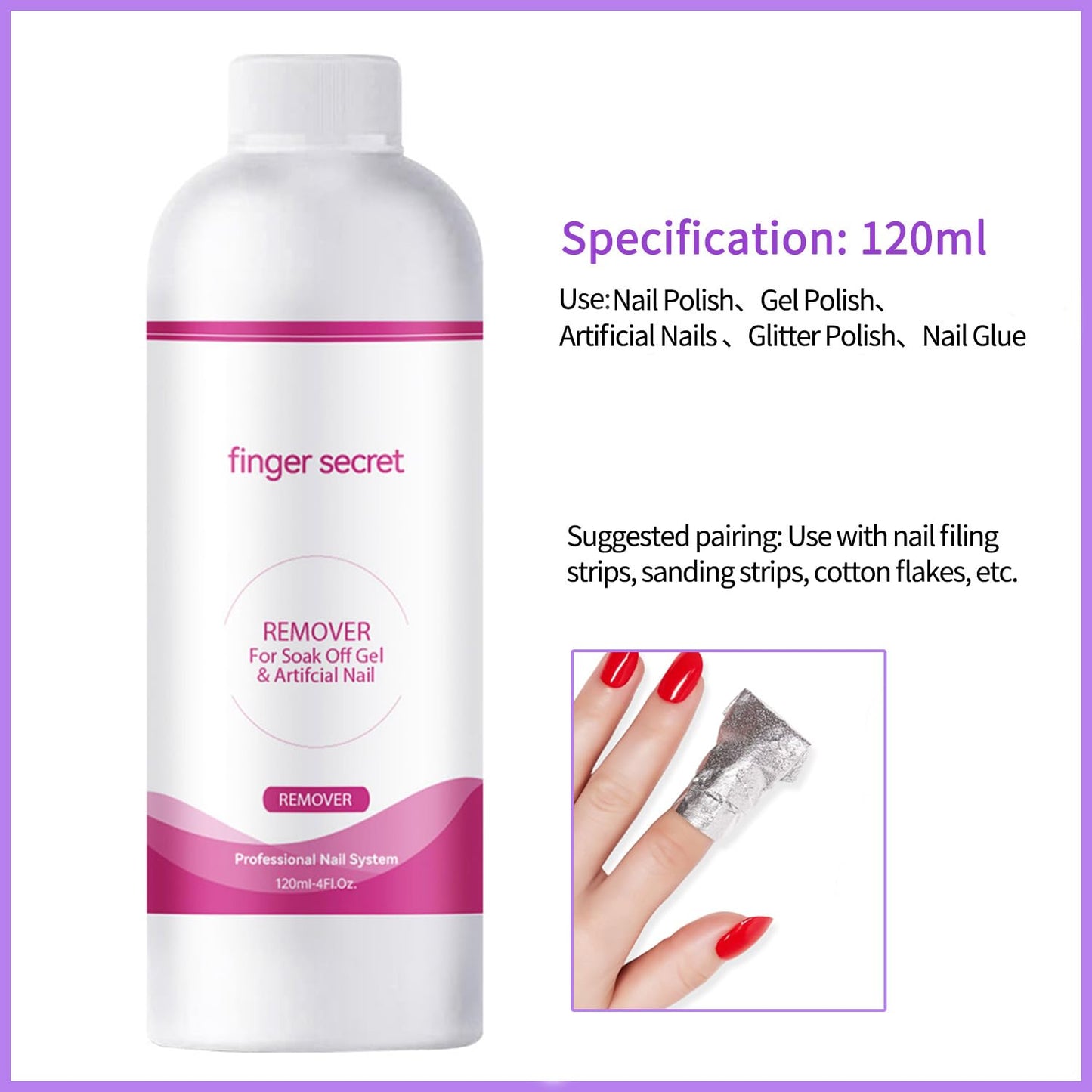 Nail Polish Remover 4Fl.Oz Nail Polish Remover Kit Professional Nail Glue Remover Quickly & Easily Remove Dip Powder Artificial Nails,Glitter Polish,Builder gel,poly gel acrylic powder.