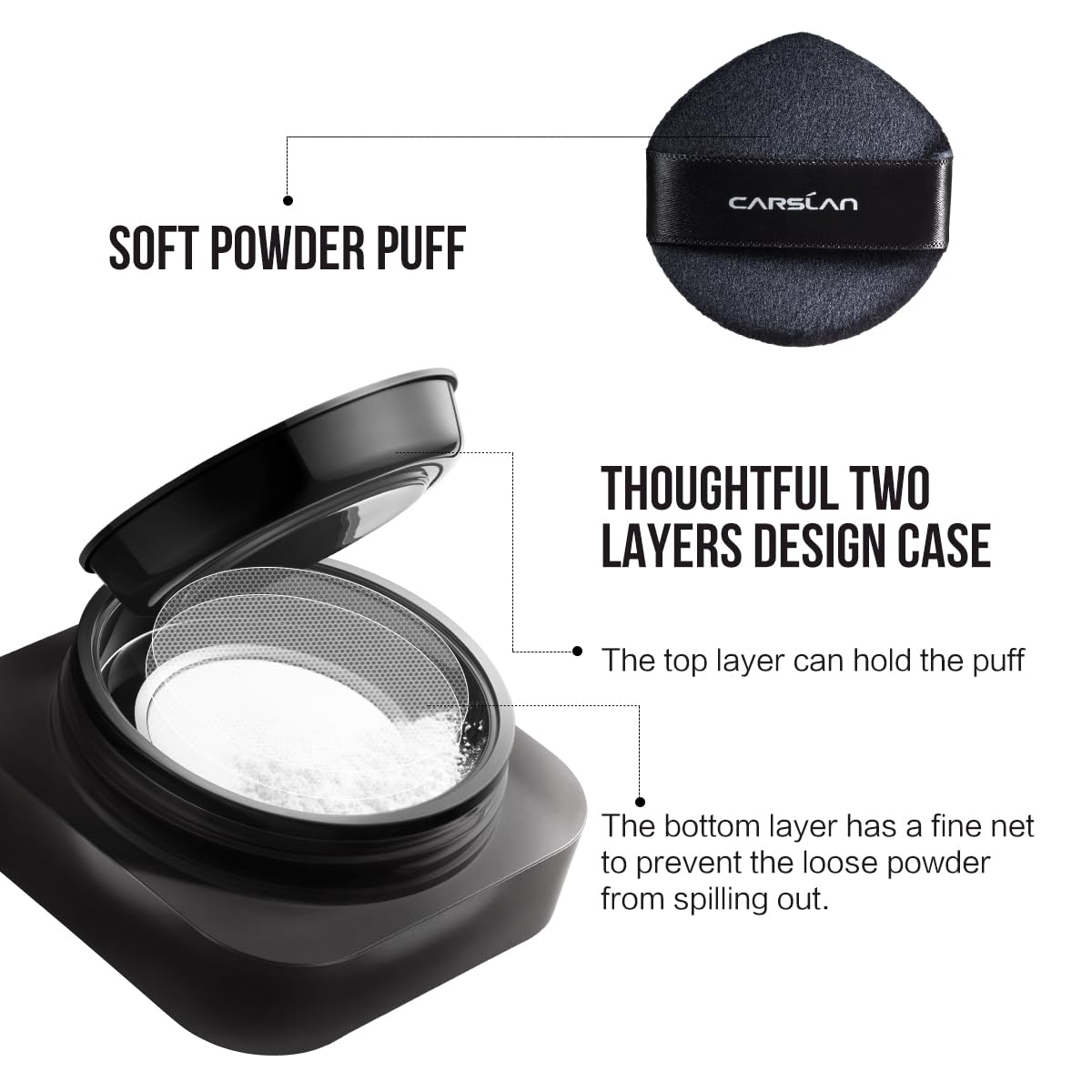 Soft Focus Loose Setting Powder, Waterproof, Matte, Oil Control, Shine Free, Talc-Free Face Powder Makeup, 24H Longwear Finishing Powder, 01 Translucent For Dry （0.63Oz）