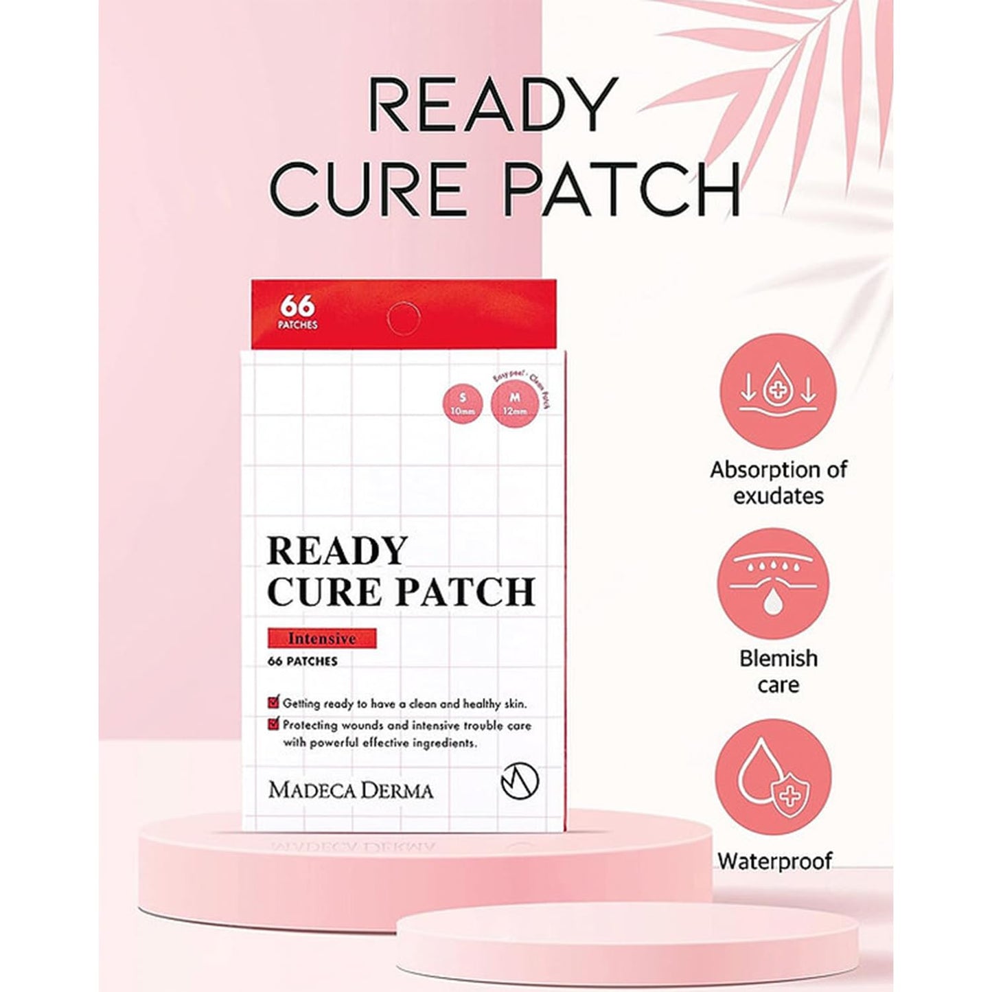 MADECA DERMA Ready Cure Patch Intensive – Powerful Hydrocolloid Patches for Rapid Acne Healing & Skin Renewal, Multi-Size for Targeted Blemish Treatment, Long-Lasting Protection (66 Patches / 10,12mm)