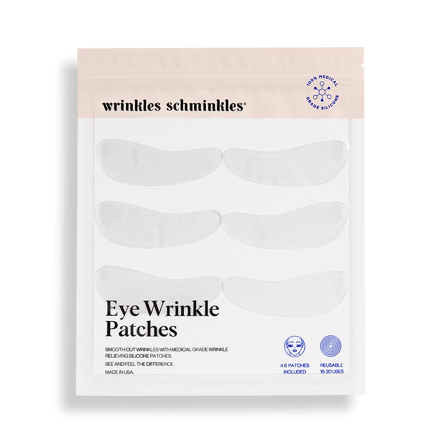 Wrinkles Schminkles Under Eye Patches - Rejuvenate Wrinkles with Medical Grade Silicone Reusable Anti-Wrinkle Patches for Under Eye Treatment, Banish Dark Circles (3 Pairs)