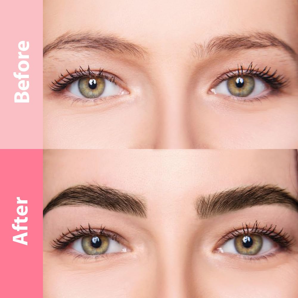 1Pcs Brown Magic Microblading Eyebrow Pencil Contouring Pen Brow for Eyes, Dual-Ended Micro-Fork-Tips Applicator for Hair Like Strokes with Dual-ended Eyebrow Brush Long Wear Waterproof lápiz de cejas