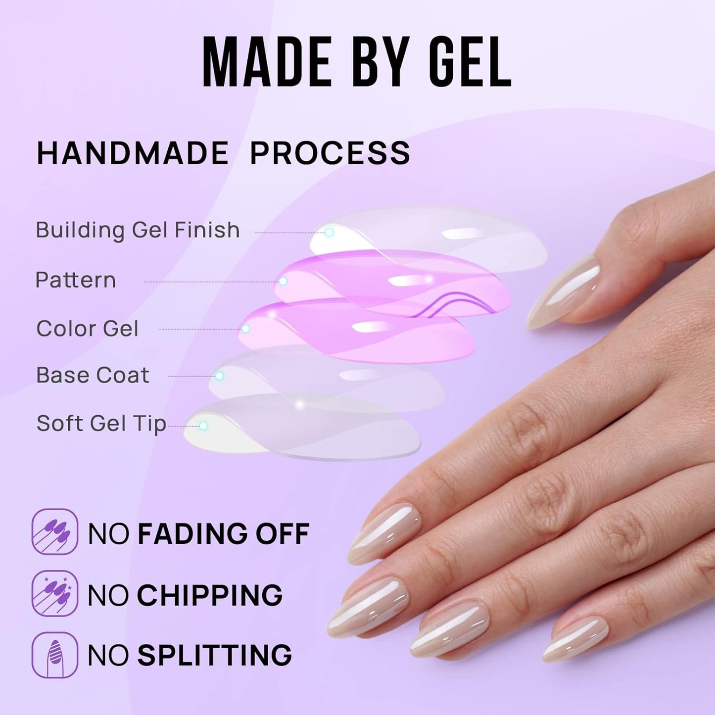 BTArtbox Press On Nails Almond - Medium Soft Gel Chrome Nails, Glue On Nails with Nail Glue, Reusable Stick On Nails in 15 Sizes - 30 Soft Gel Fake Nails Kit, Nuts Glazed