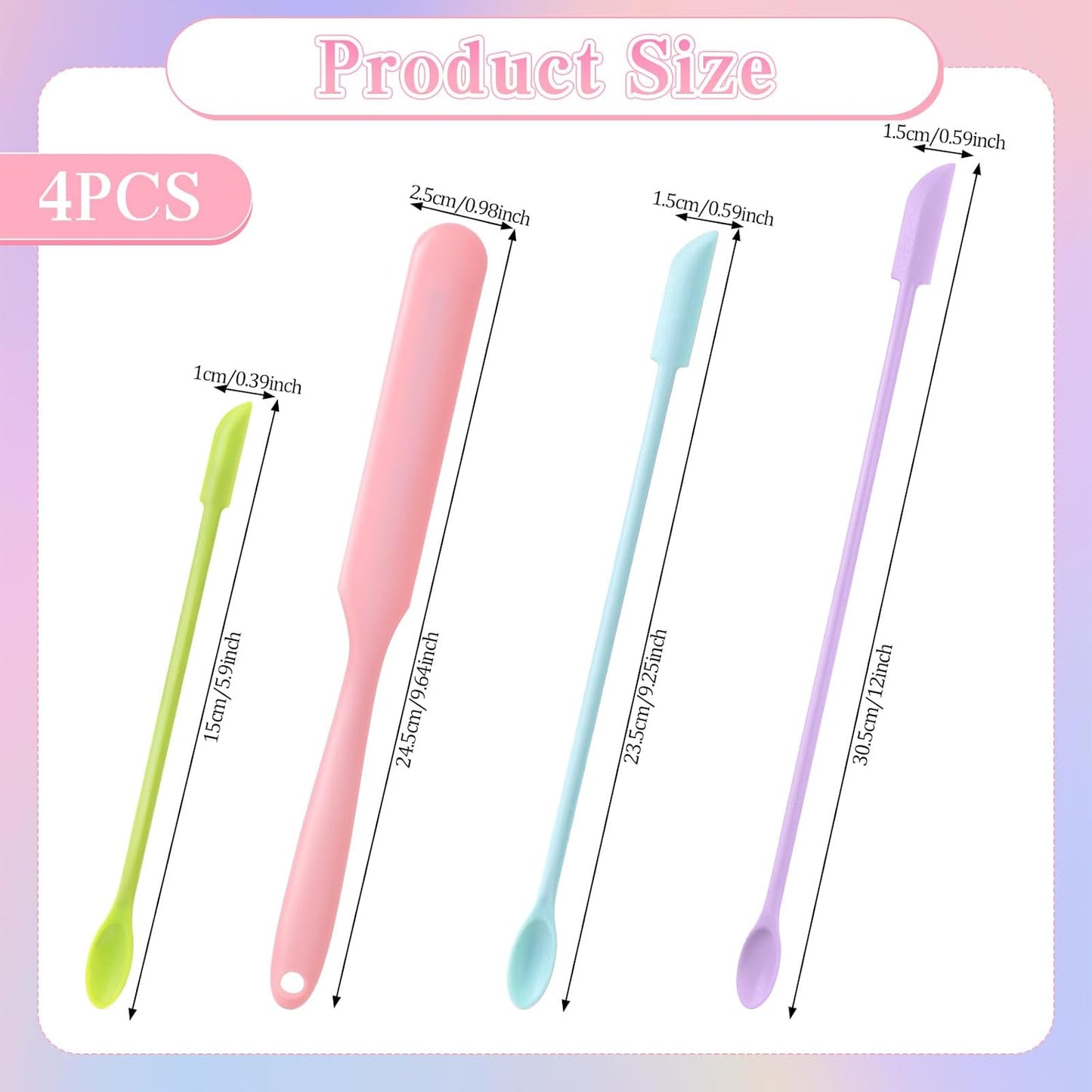 4PCS Makeup Spatula, Silicone Spatula Set, Mini Spatulas, Reusable Beauty Spatulas for Creams, Lotions, Essential Oils and Other Cosmetics, Small-Spatula for Cosmetic Bottles and Kitchen Bottles