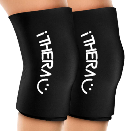 iTHERAU Knee Ice Pack Wrap 2 Pack, Reusable Gel Cold Pack with Cold/Hot Therapy,Cold Compression Sleeve for Elbow, Knee, Calf & Ankle for Pain Relief, Swelling, Surgery, Sports Injuries -Black, L