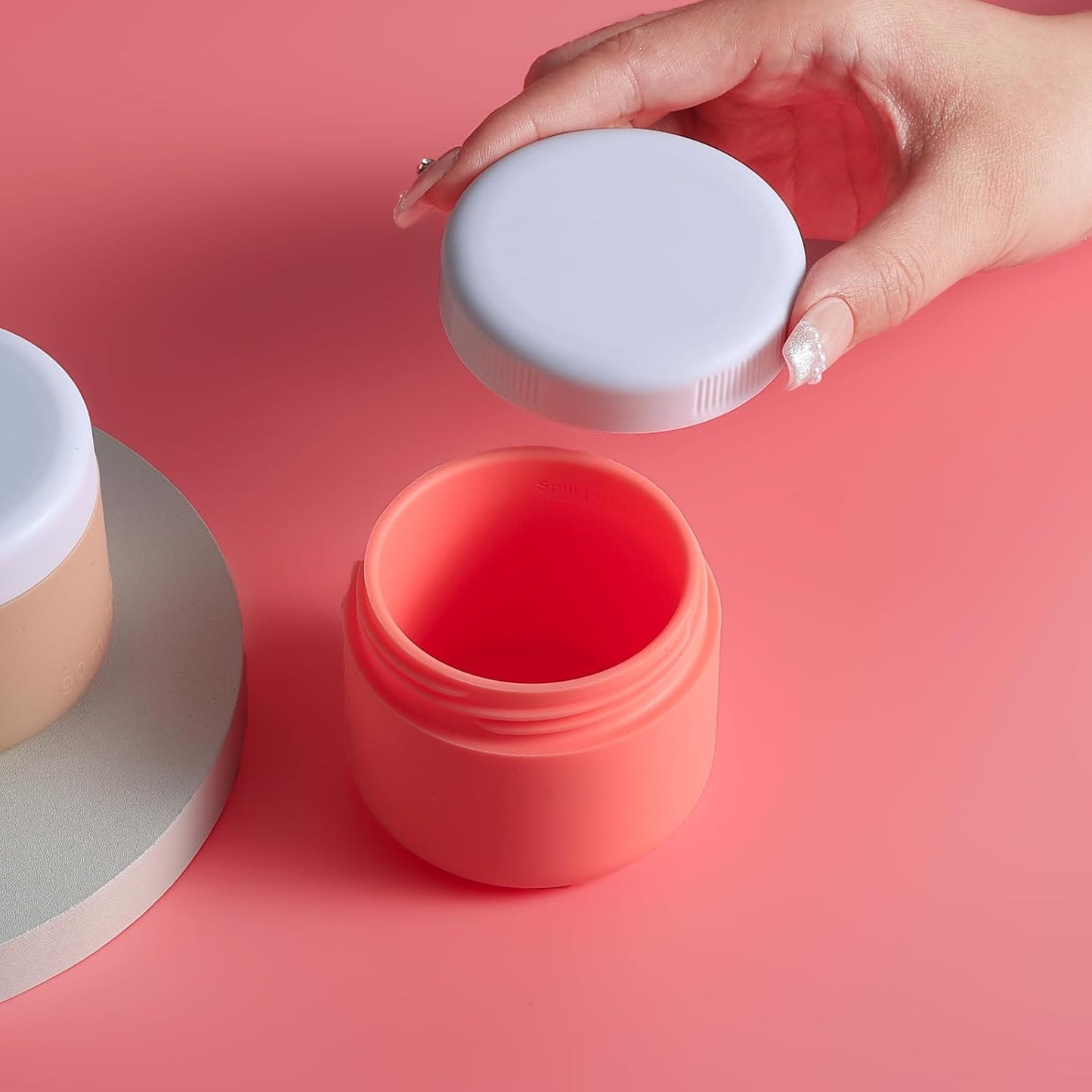 Travel Containers for Toiletries, Silicone Cream Jars BPA-Free, Leak-proof 1.35oz Travel Size Containers, Portable Size Silicone Jars with Lid for Cosmetic Face Hand Body Cream (4 Pack)