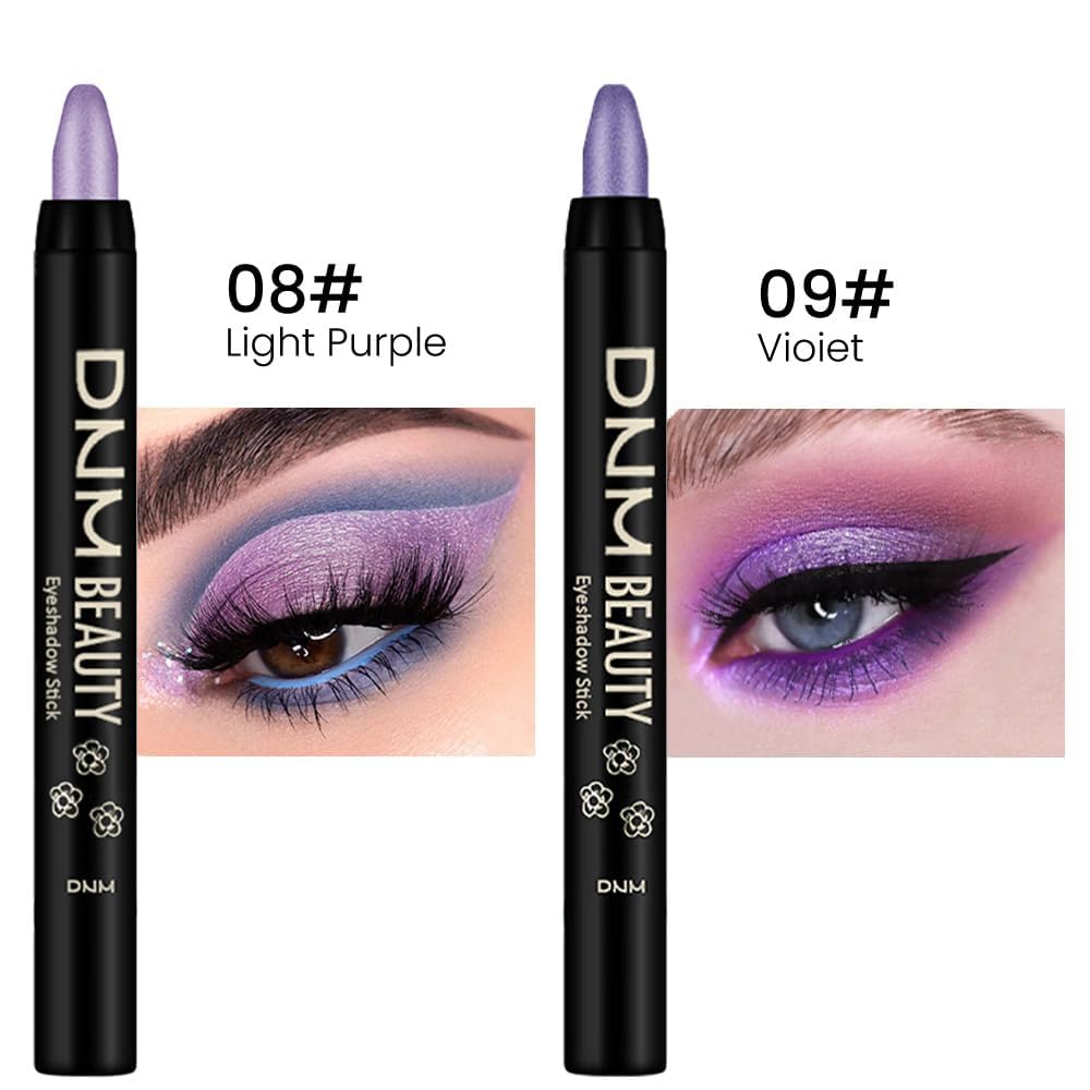 evpct 2Pcs Cream Eyeshadow Sticks Set for Eyes Light Purple & Violet Shimmer Eye Crayon Shadow Brightener Stick Pencil Pen Bulk sombras en crema para ojos 08+09