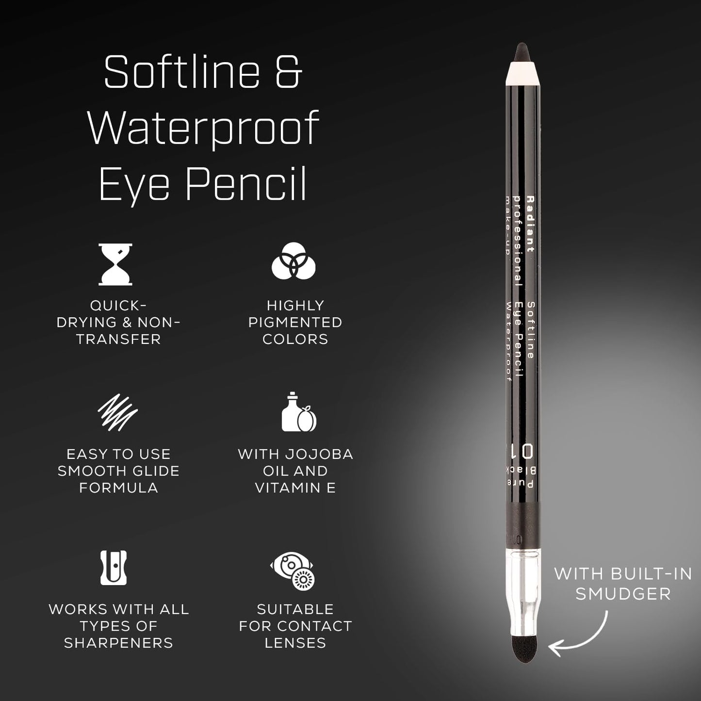 Radiant Professional Waterproof Eyeliner Pencil - Eyeliner Waterproof Smudge Proof for Woman - Long Lasting Under Eye Pencil for Smoky Eye - Soft Waterline Eye liner Smudger Tool, Navy Blue (05)